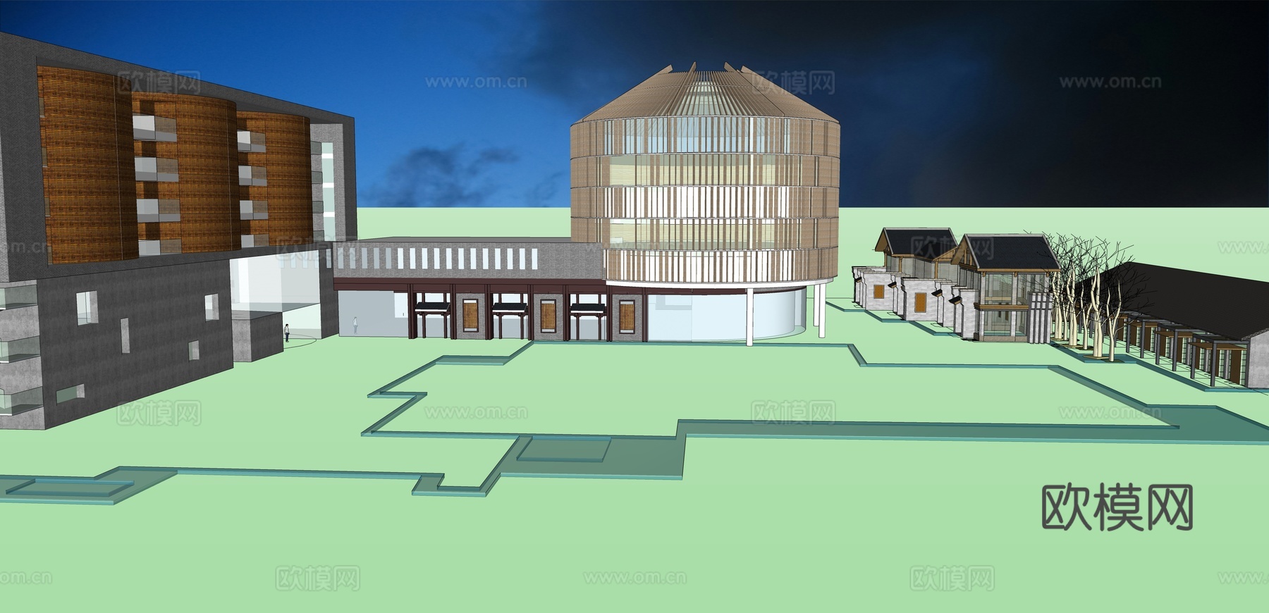 网红打卡工业建筑旧改工厂商业街su模型