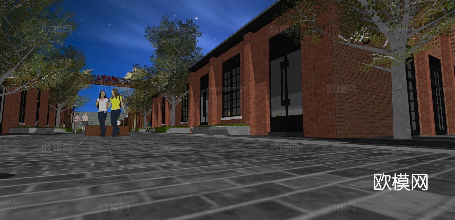 网红打卡工业建筑旧改工厂商业街su模型