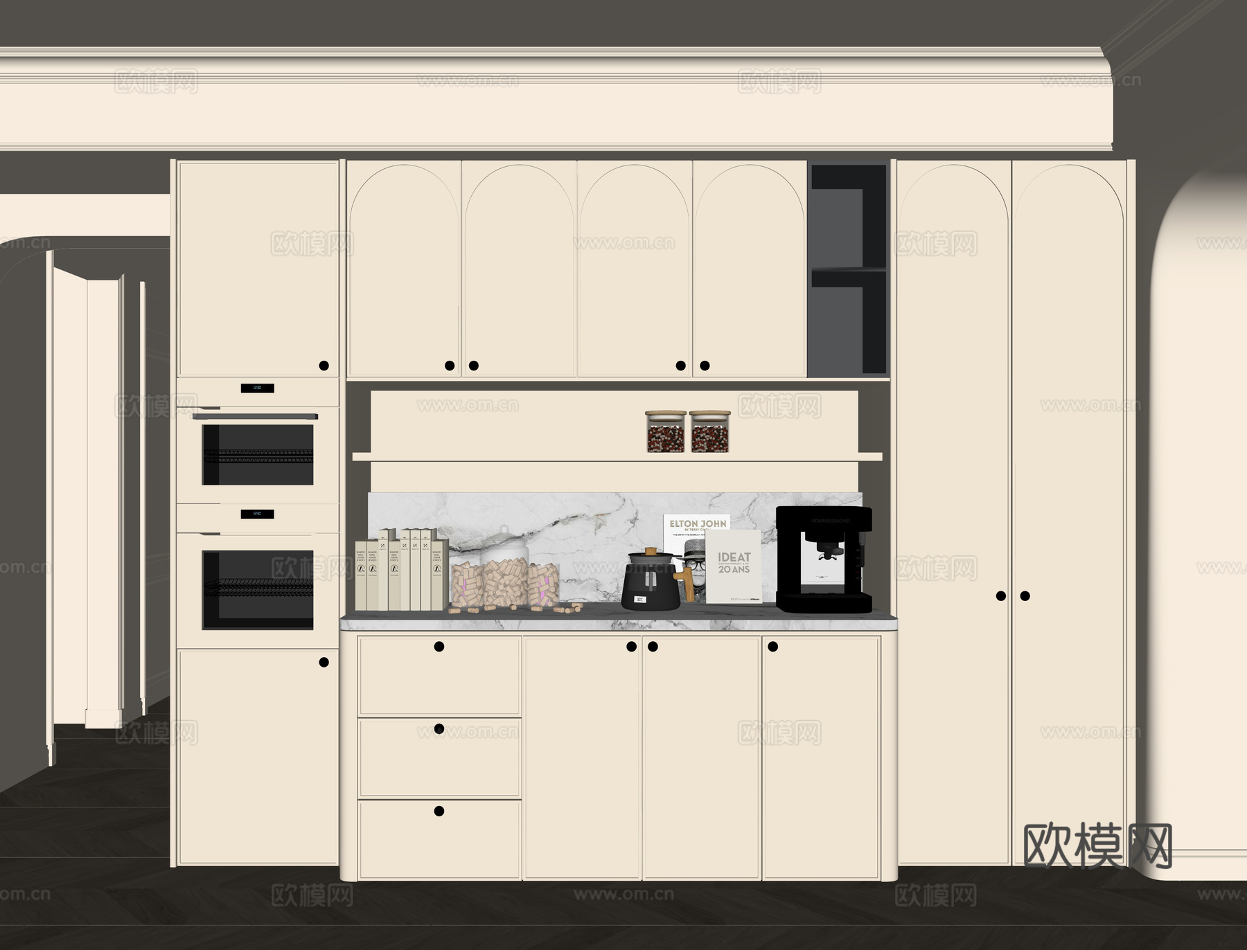 现代酒柜餐边柜su模型