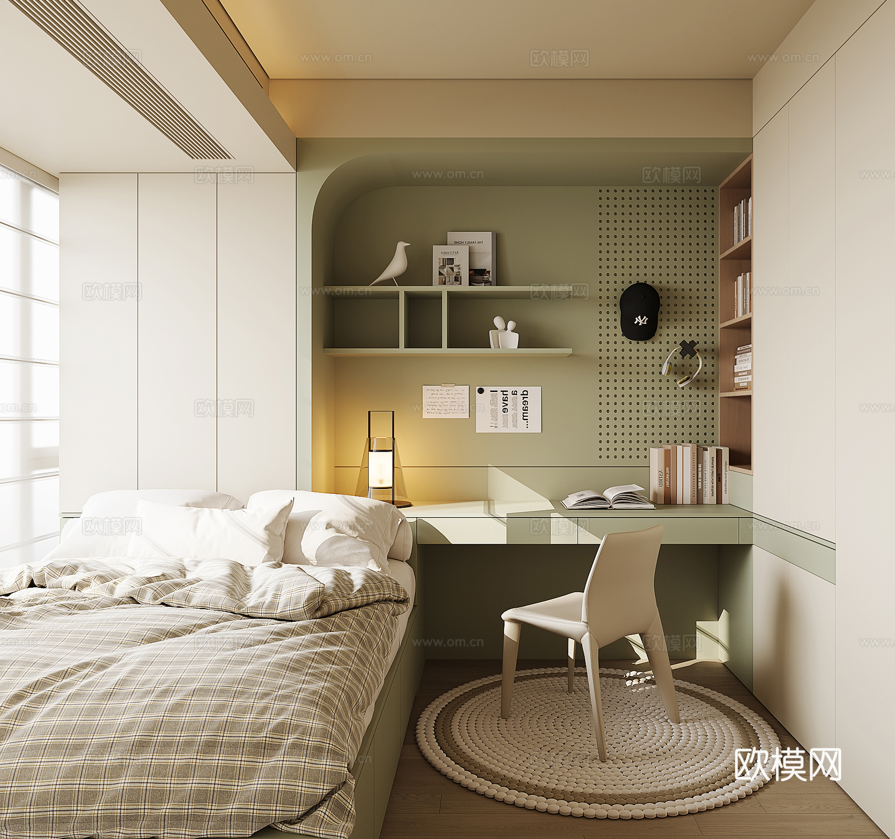 现代榻榻米卧室su模型
