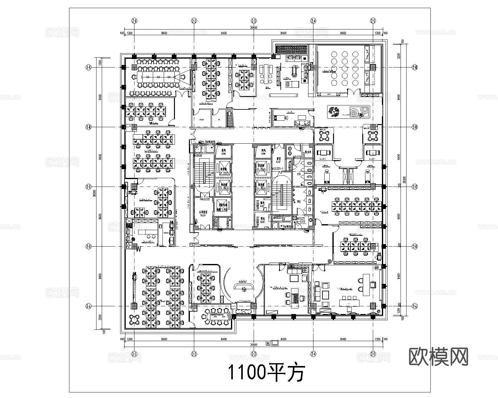办公空间平面布置图cad施工图