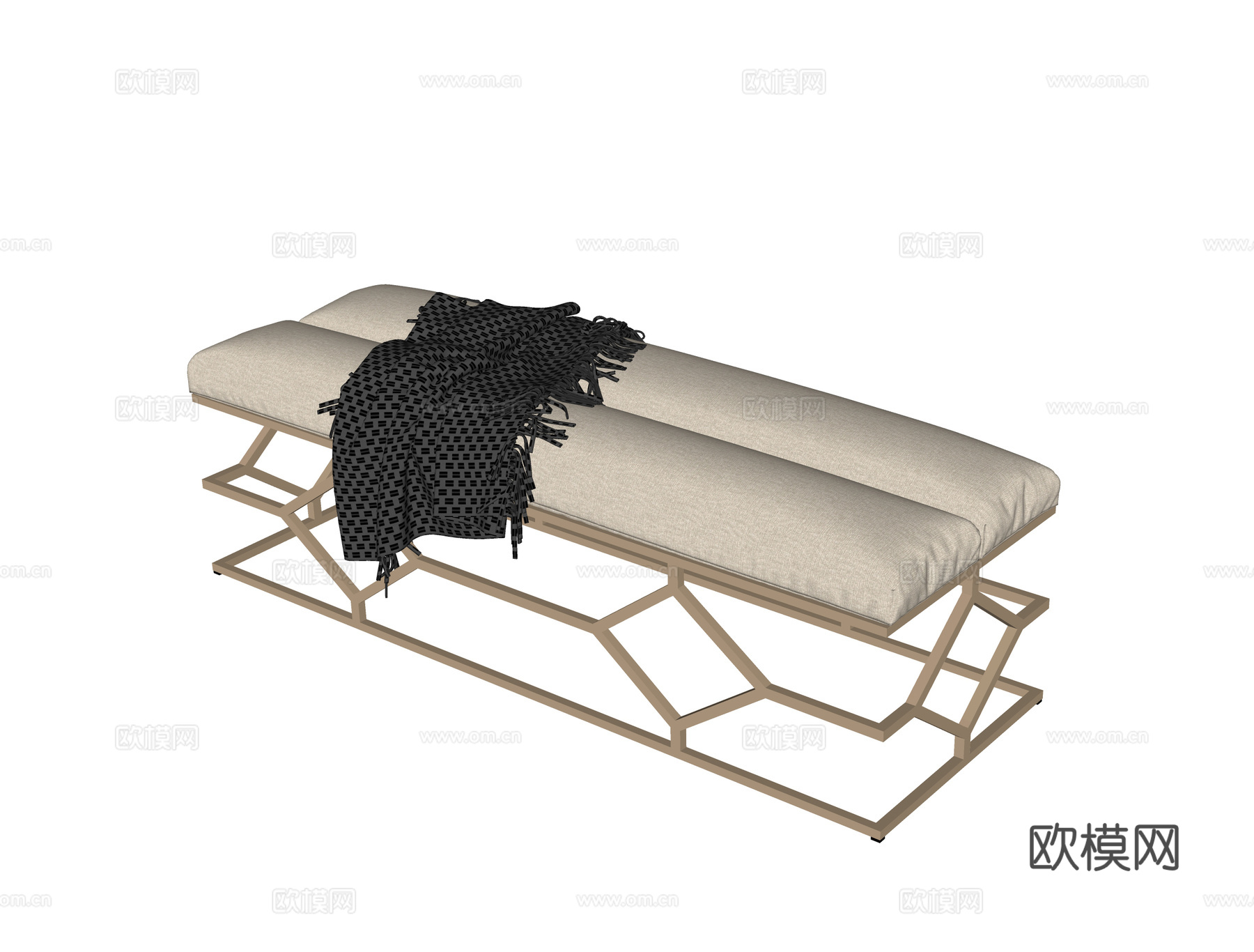 现代床尾凳 换鞋凳  长凳su模型