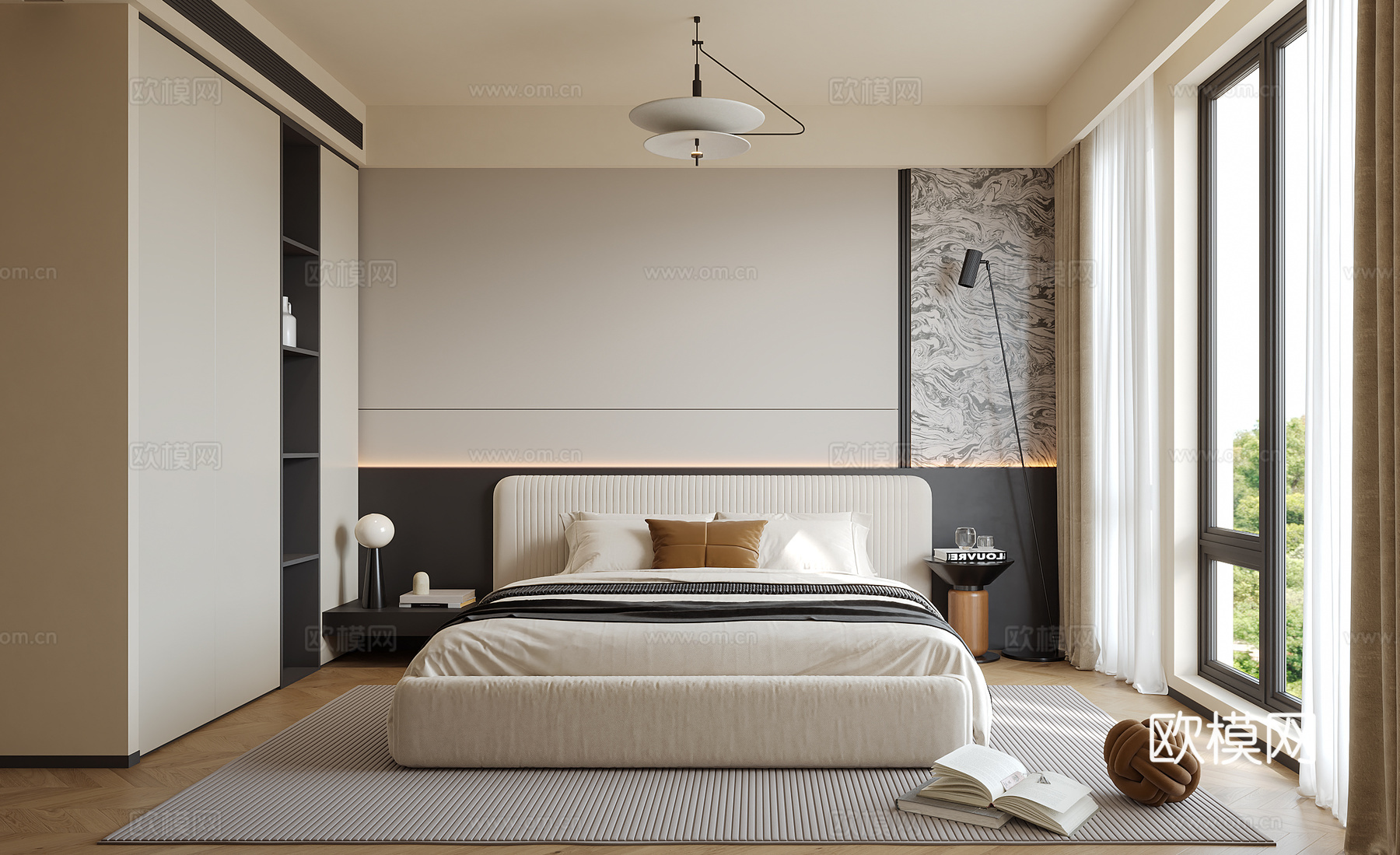 现代意式卧室su模型