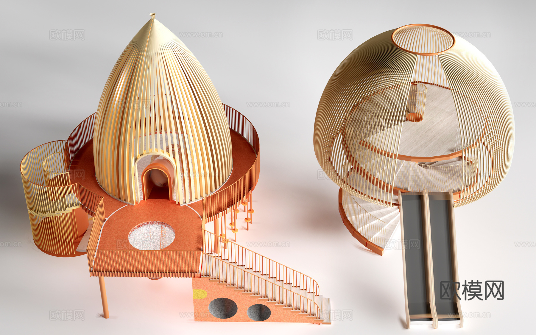 现代儿童游乐设施 儿童游乐器材 儿童滑梯su模型