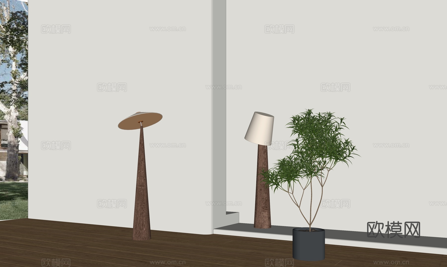 现代落地灯su模型