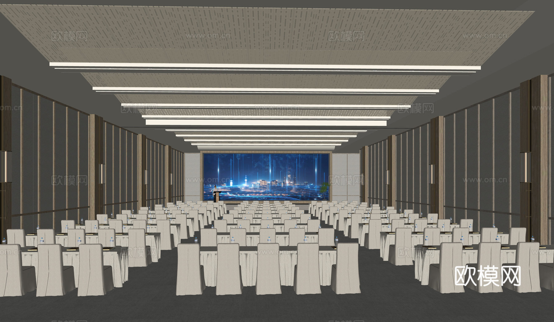 现代酒店宴会厅  大会议室su模型