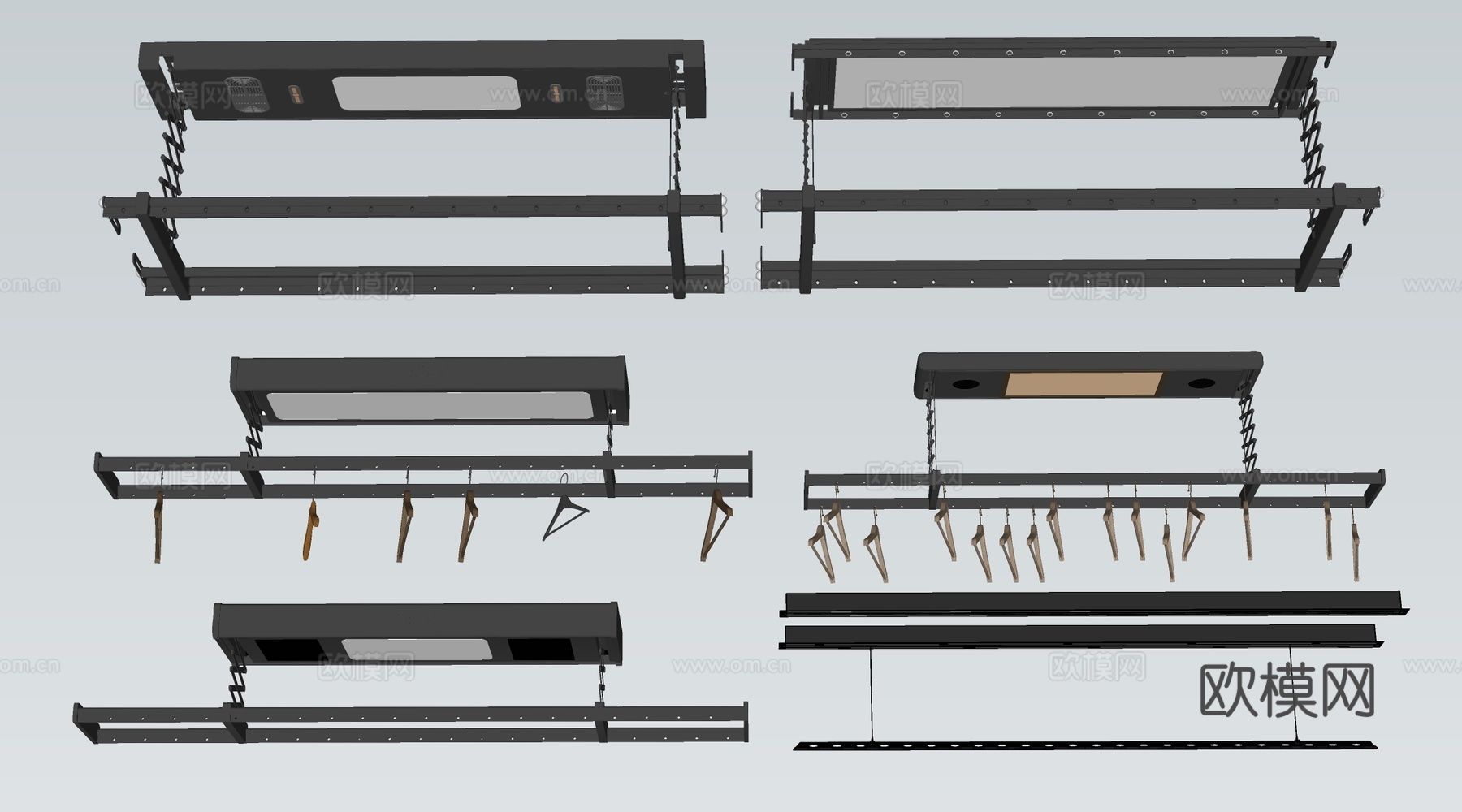 现代电动晾衣架 折叠晾衣架su模型