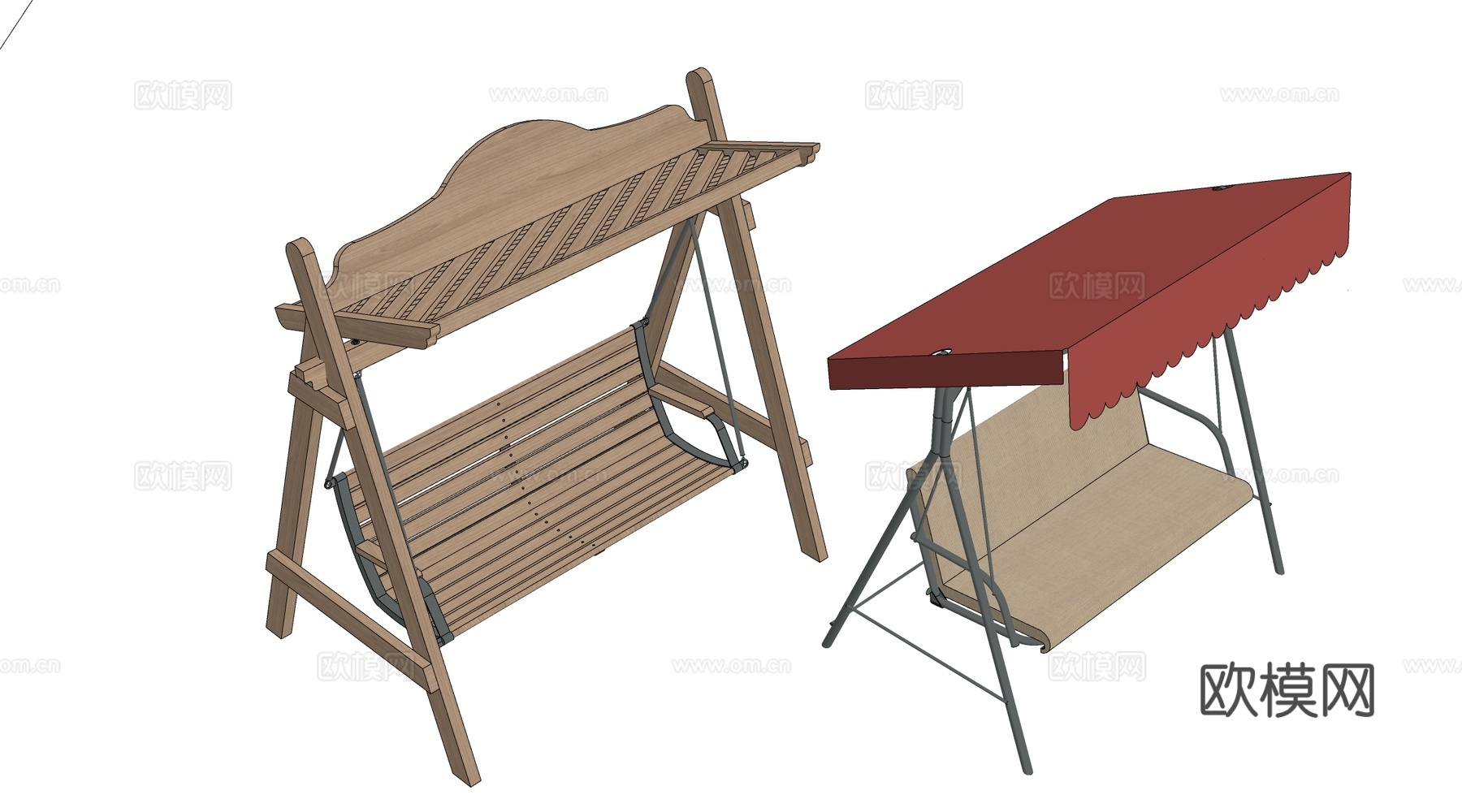 现代户外秋千椅 吊椅su模型