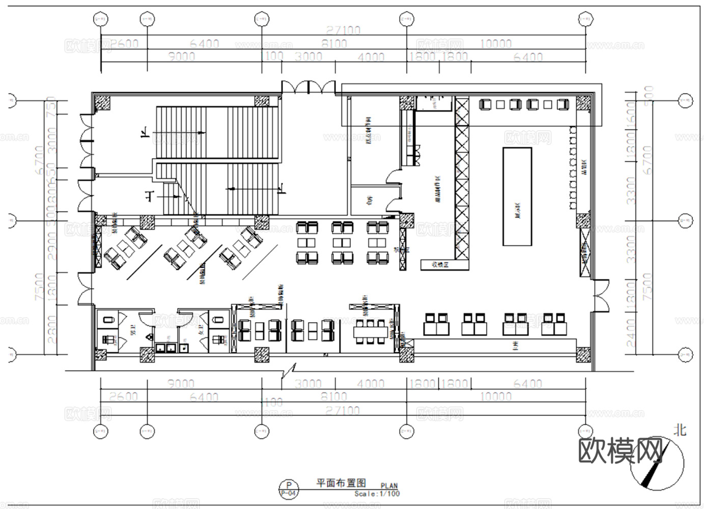 蛋糕店 烘焙店 西饼店 甜品店 面包店 糕点店 西点店 餐厅cad施工图下载（渲染图4）