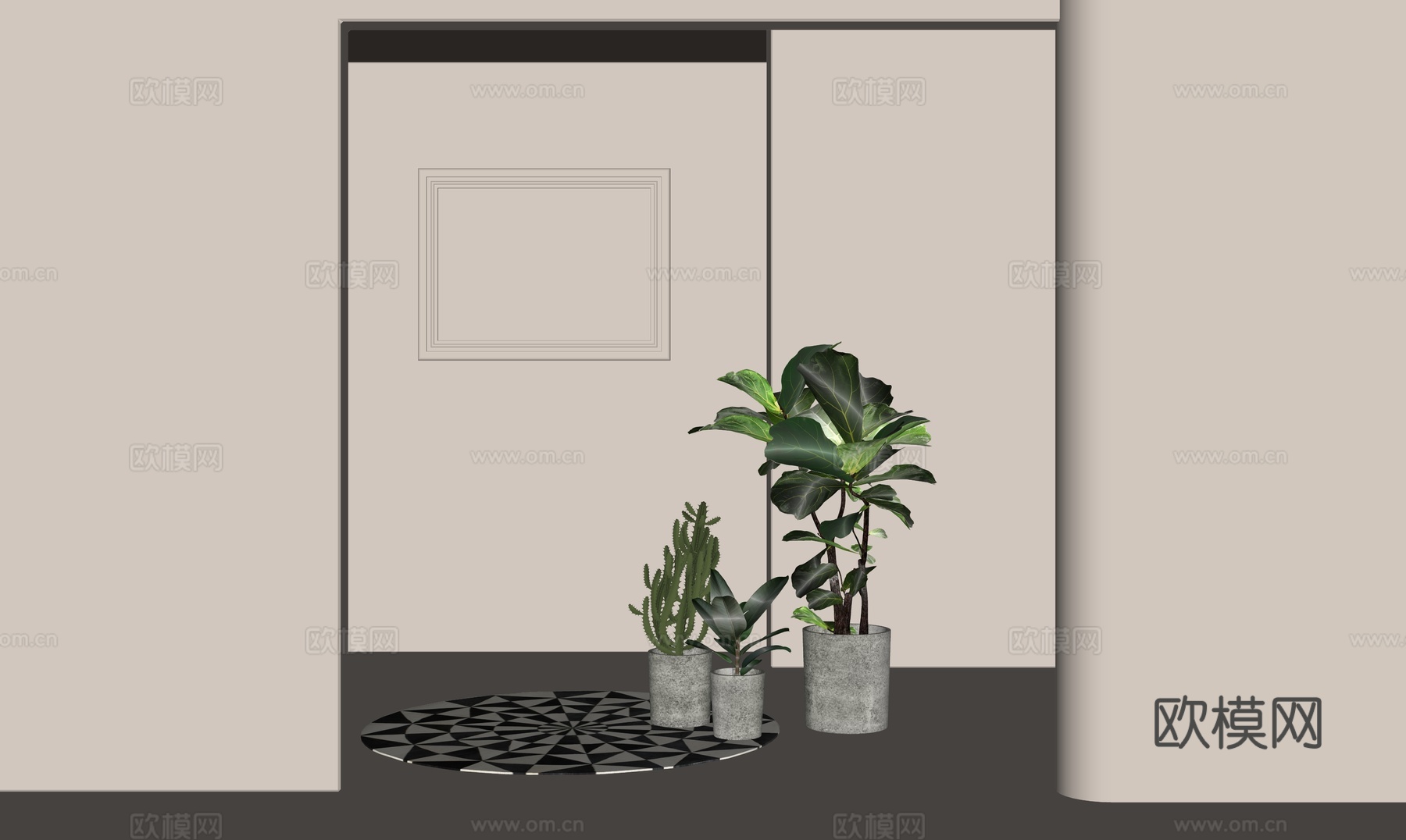 现代绿植盆栽组合su模型