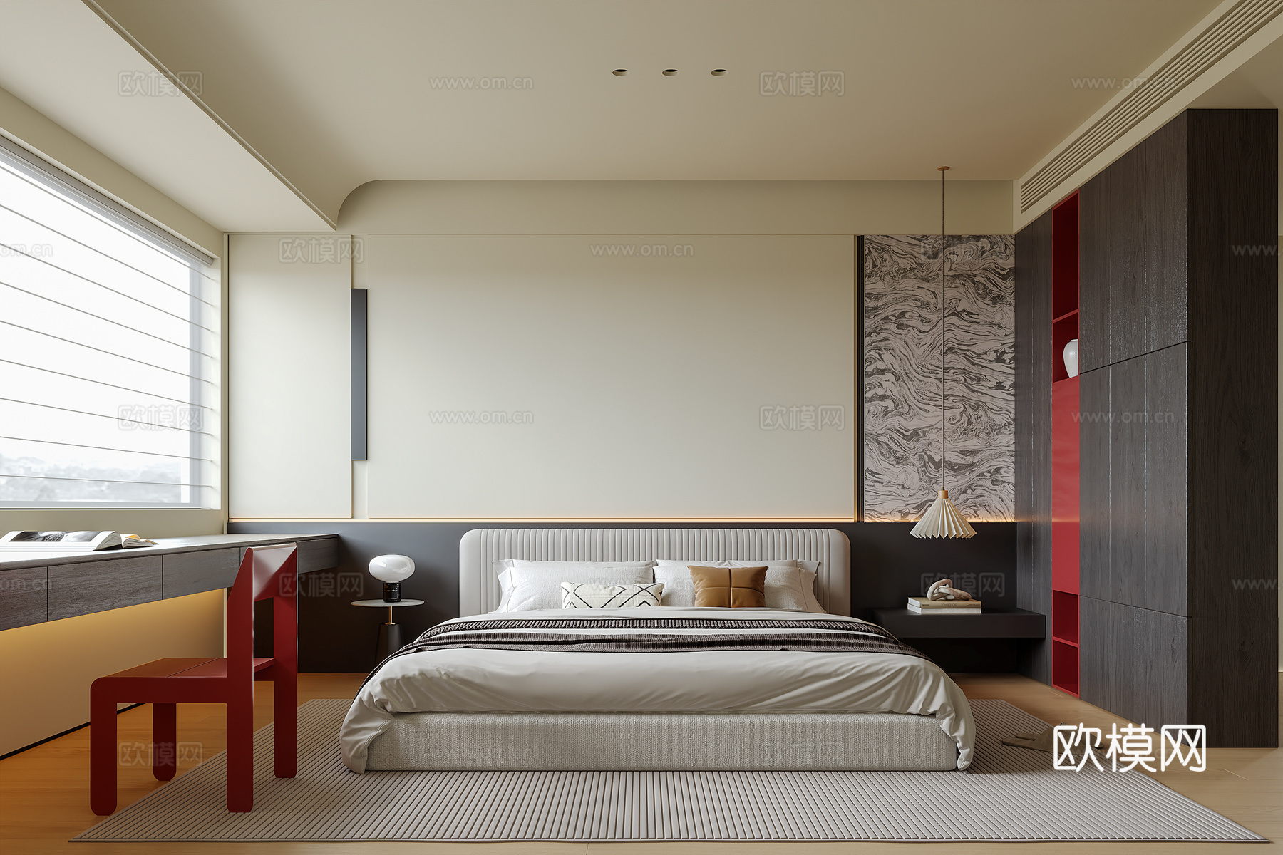 现代意式卧室su模型