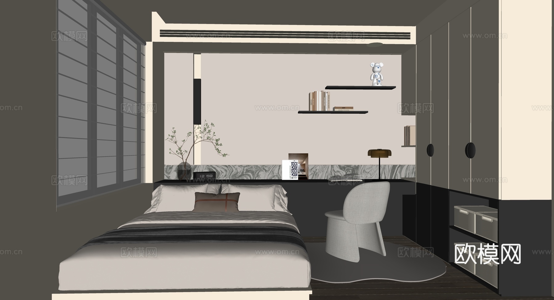 榻榻米卧室su模型