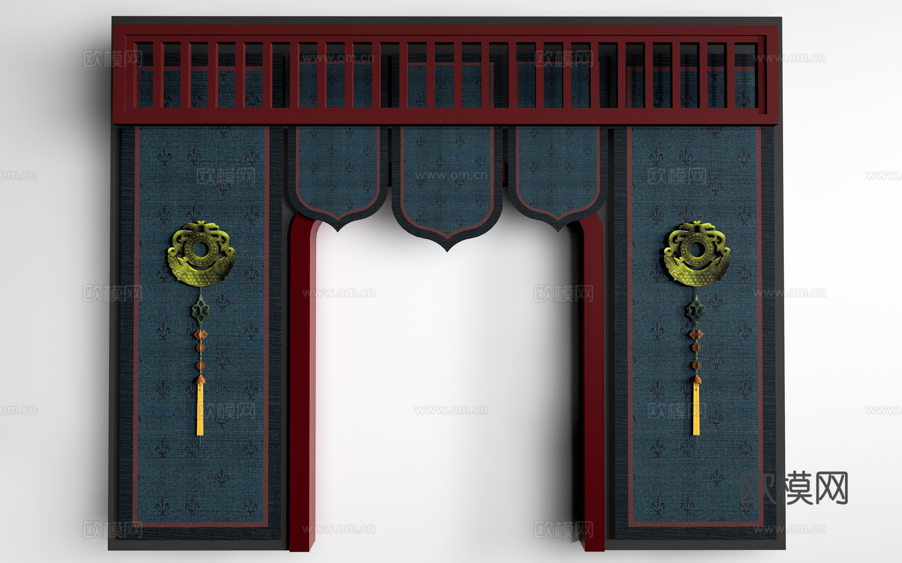 新中式背景墙 文化墙 新中式装饰墙 民族墙饰su模型