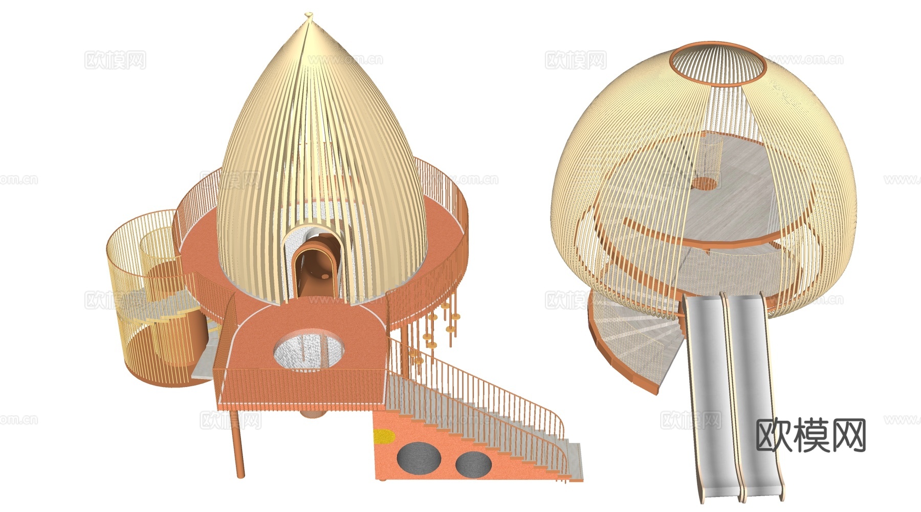 现代儿童游乐设施 儿童游乐器材 儿童滑梯su模型