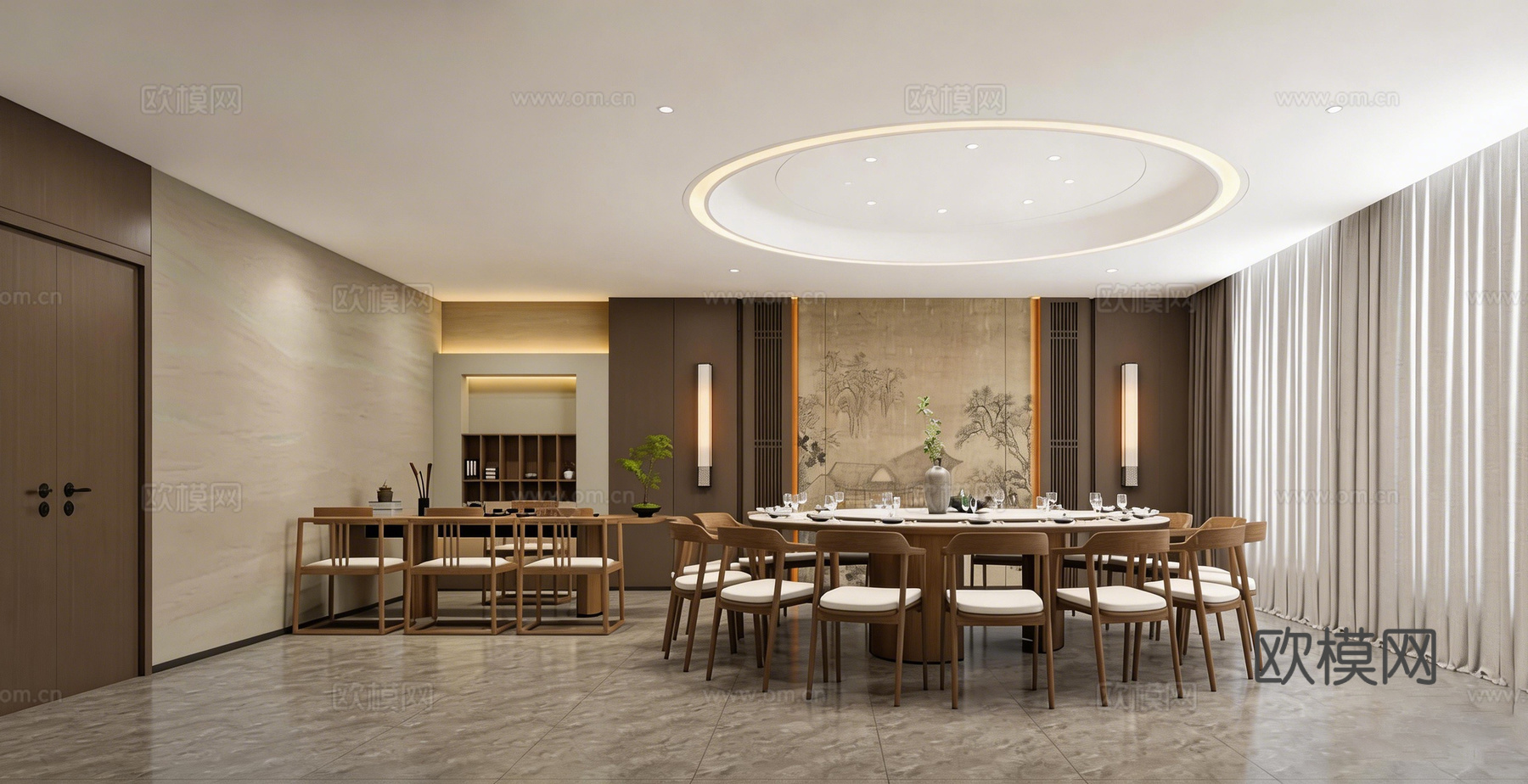 新中式包厢 餐饮包厢3d模型