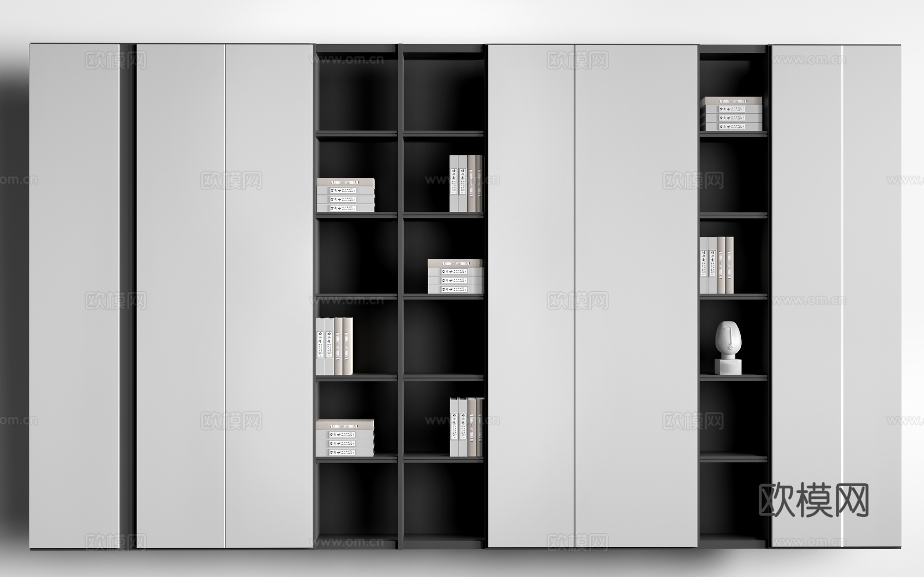 现代书柜 壁柜 装饰柜 办公室文件柜 储物柜su模型