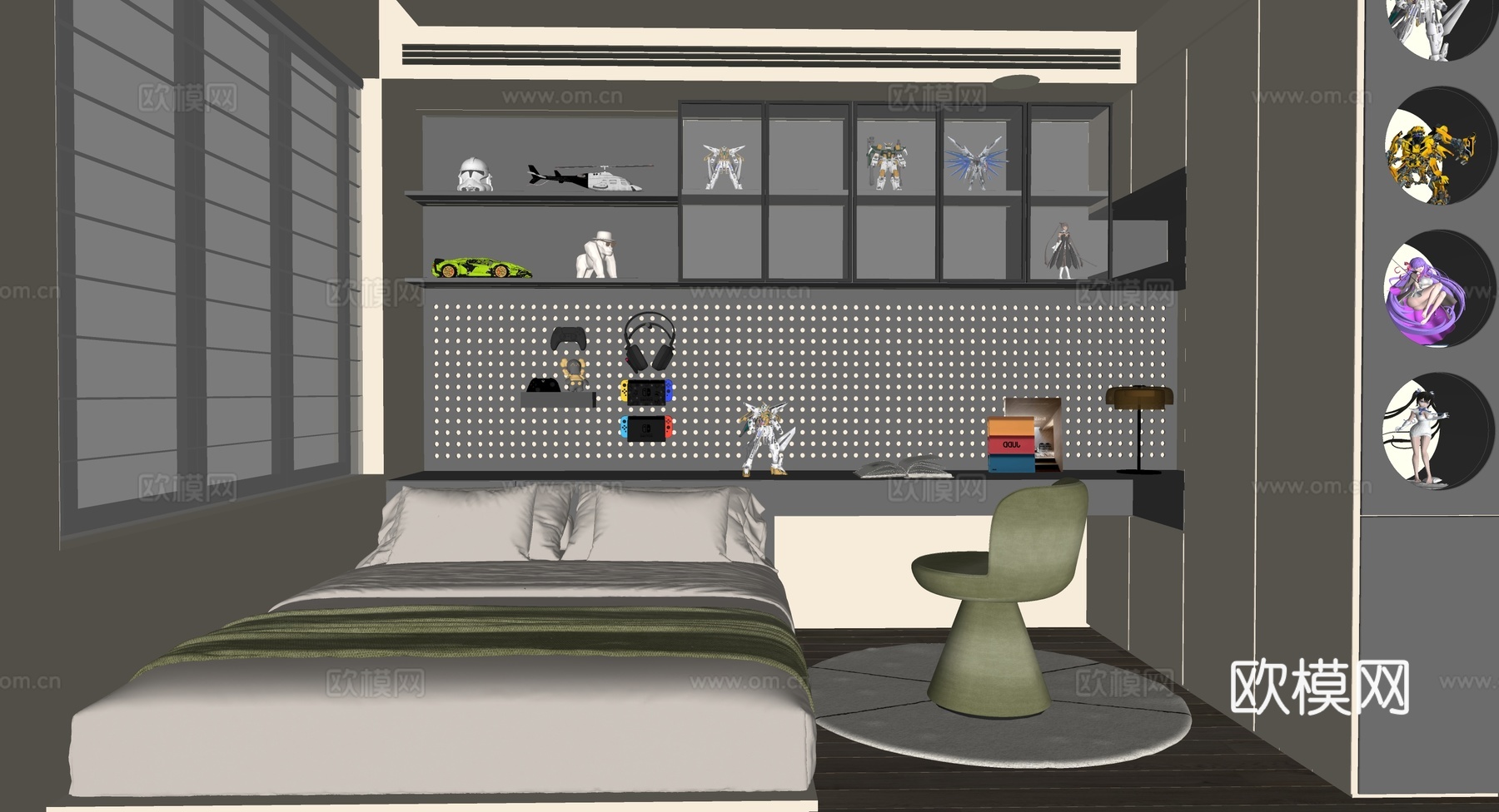 榻榻米卧室su模型