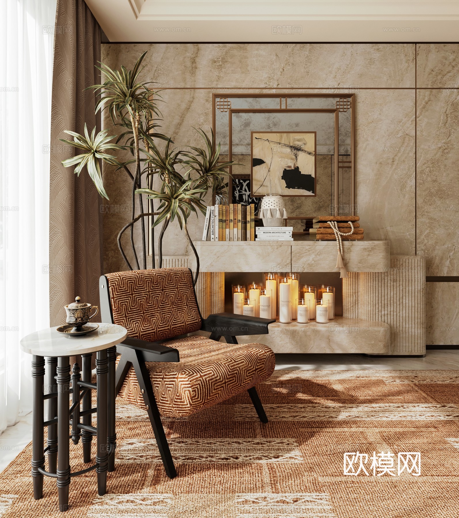 意式轻奢客厅su模型