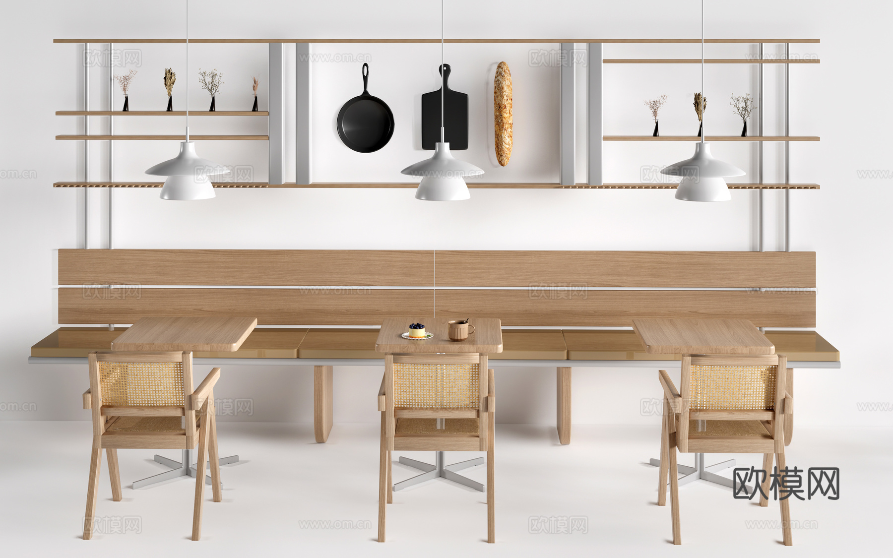 现代咖啡厅桌椅 餐饮桌椅 休闲桌椅 奶茶店桌椅su模型