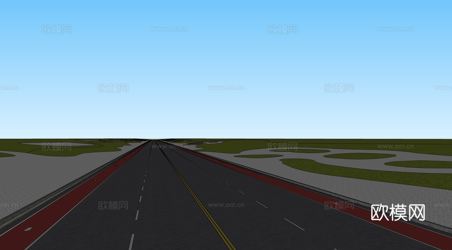 现代道路景观 马路景观su模型