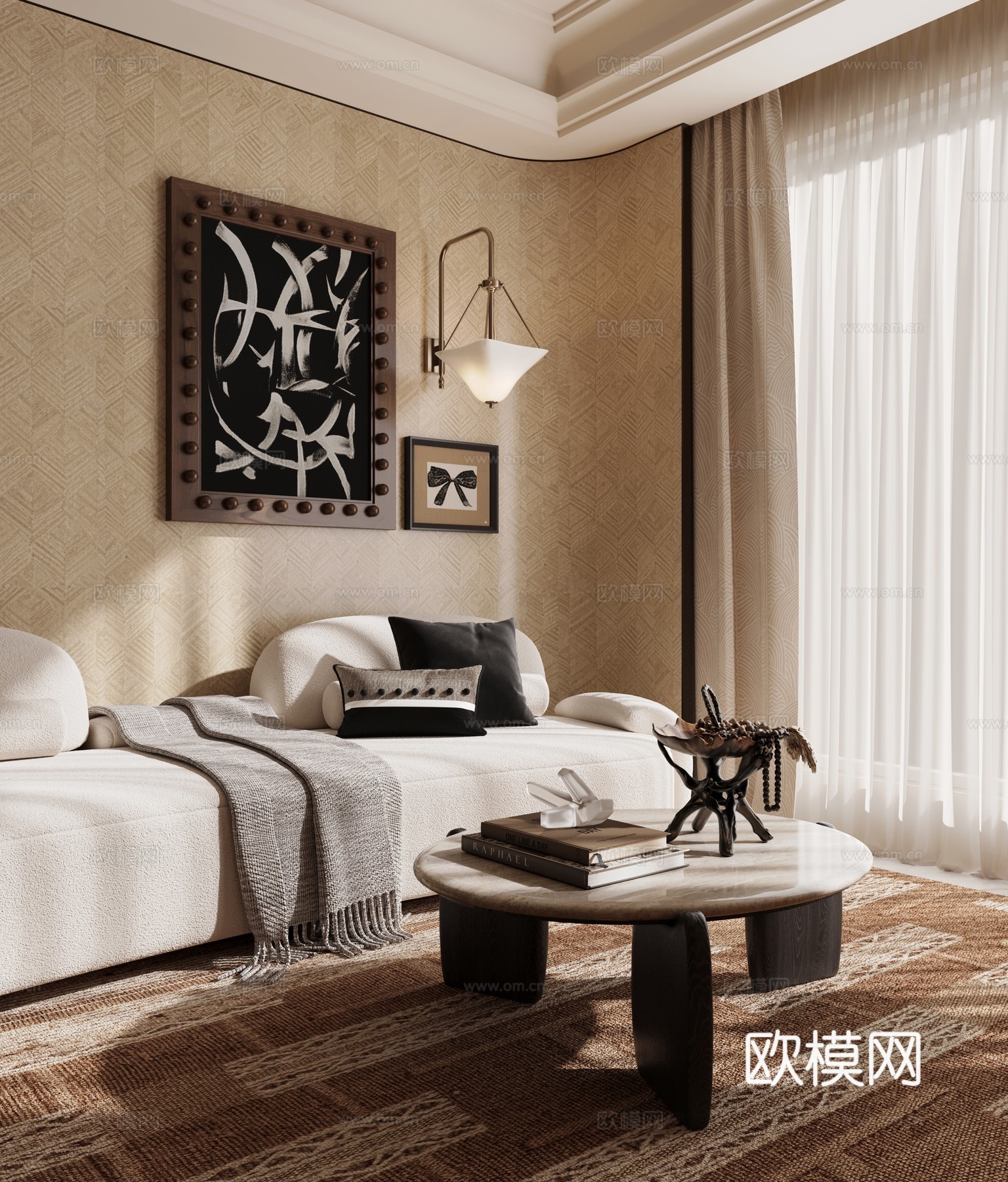 意式轻奢客厅su模型