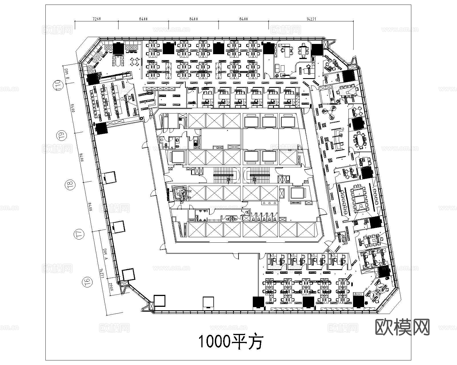 办公空间平面布置图cad施工图
