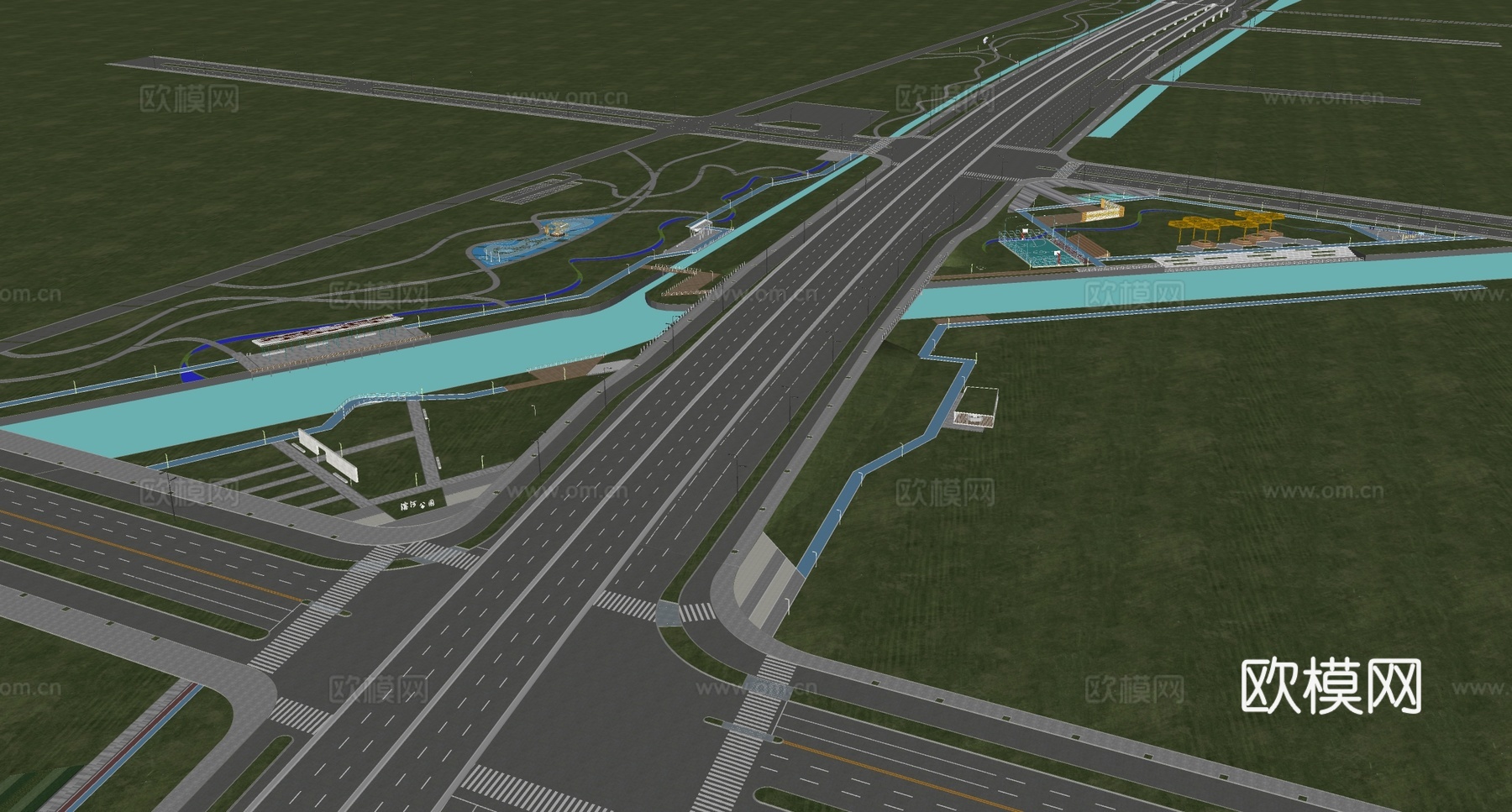 现代市政道路景观su模型