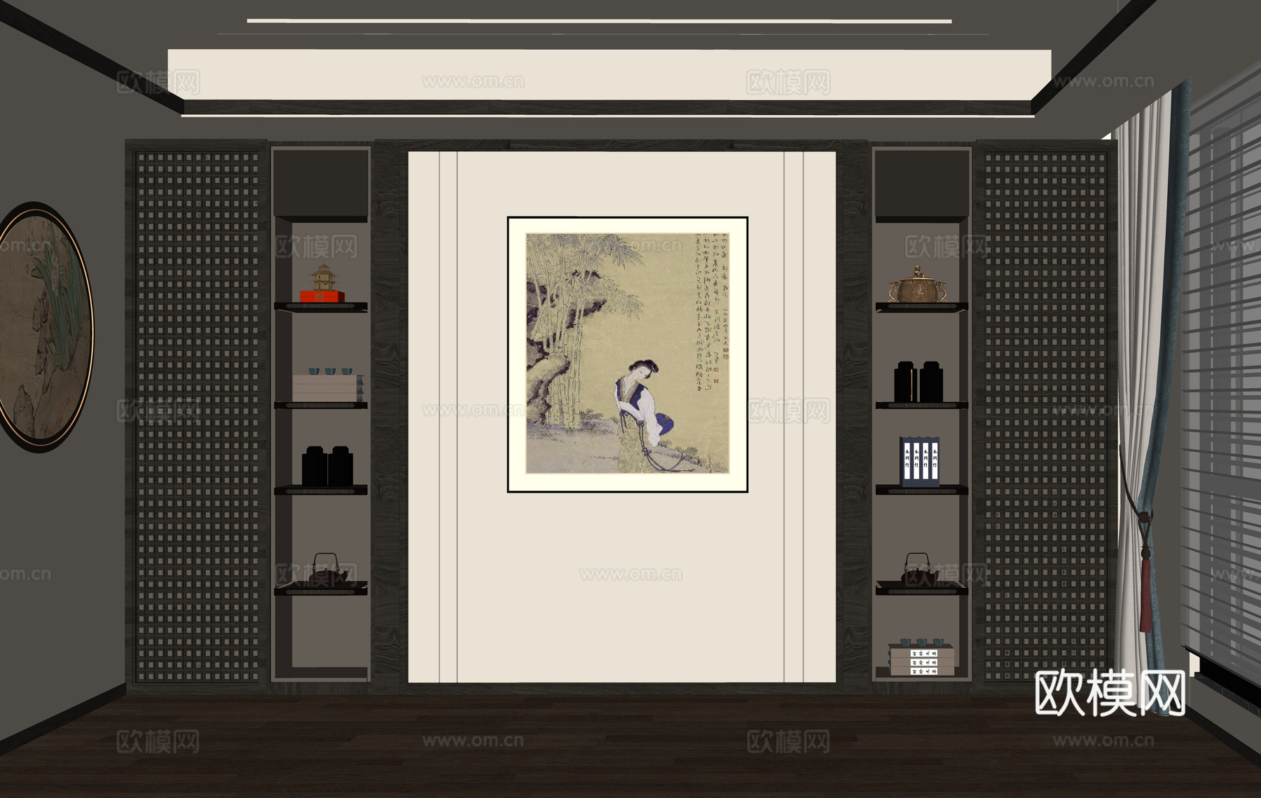 现代背景墙su模型