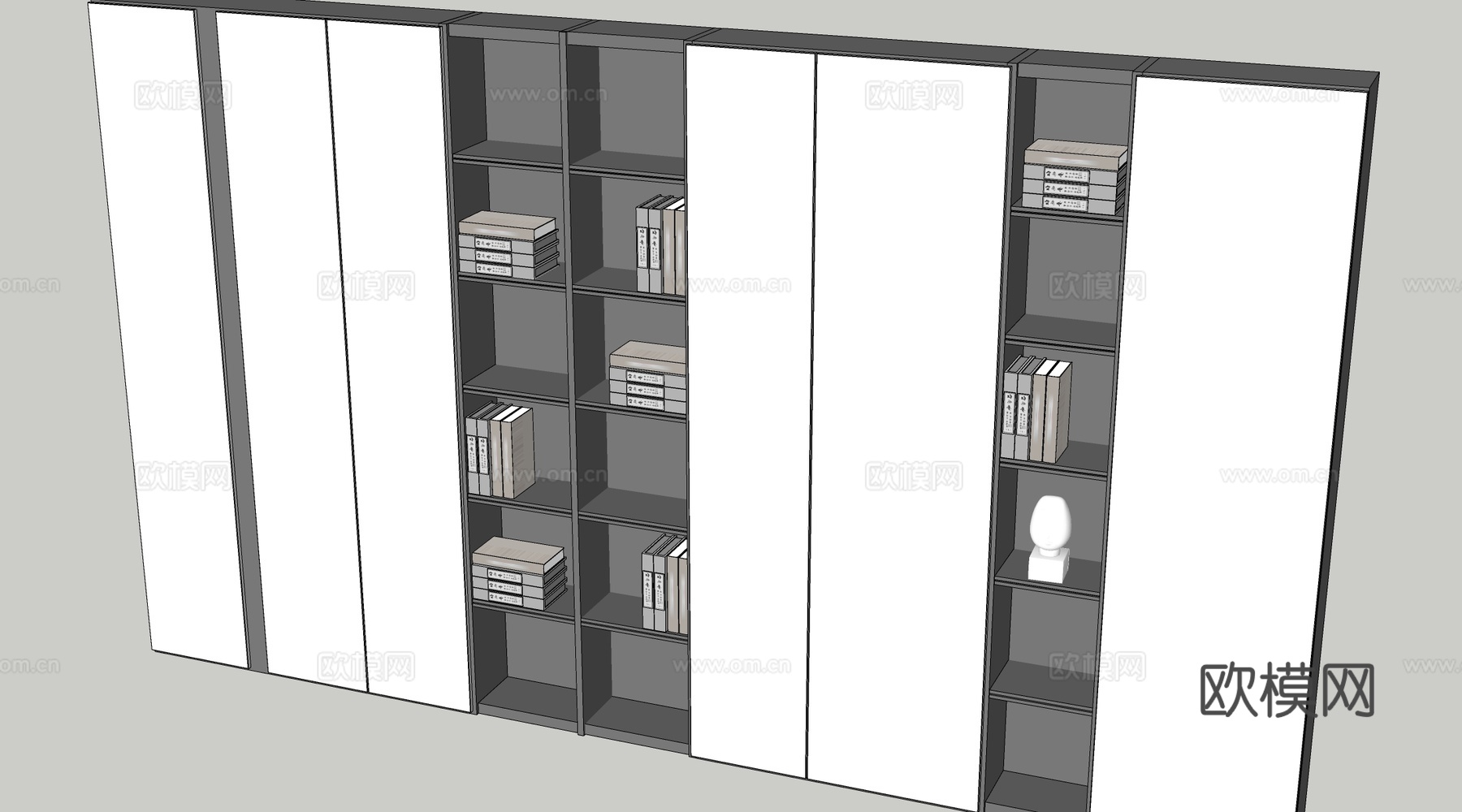 现代书柜 壁柜 装饰柜 办公室文件柜 储物柜su模型