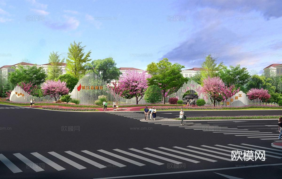 现代道路景观 构筑小品su模型