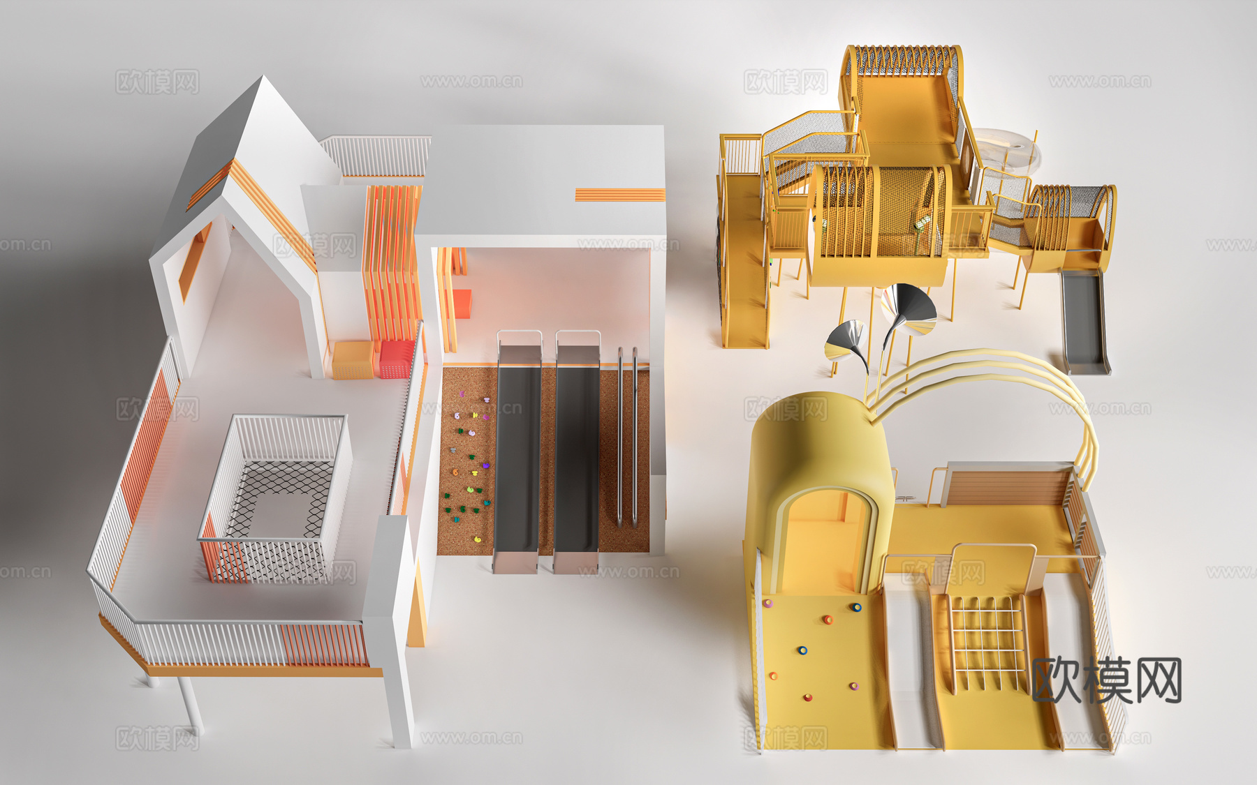 现代儿童游乐设施 儿童游乐器材 儿童滑梯su模型