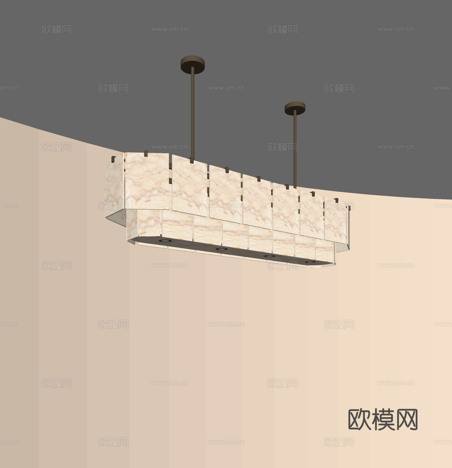 现代复古吊灯 餐厅吊灯 艺术吊灯 吧台吊灯 轻奢吊灯su模型