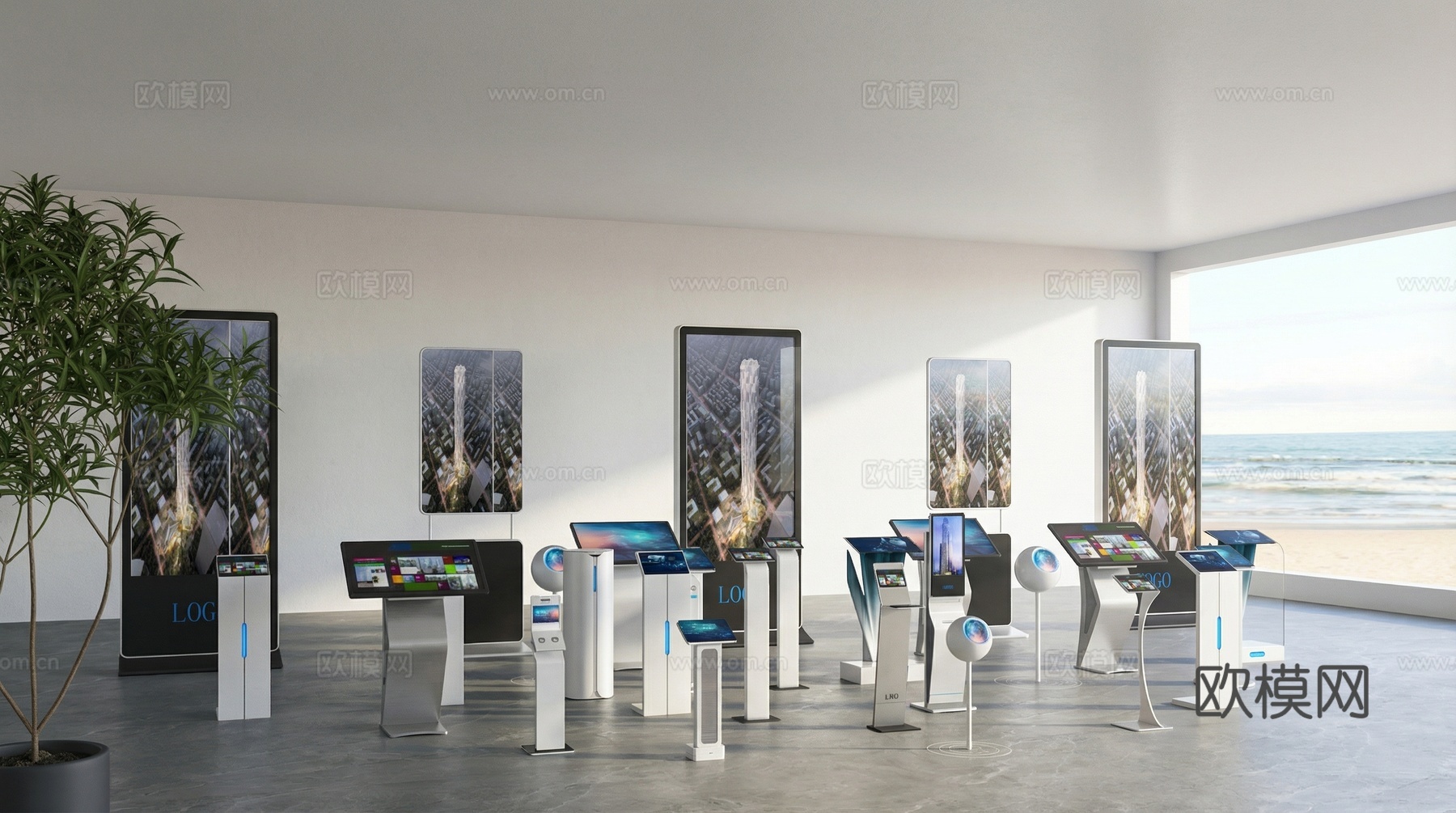 现代科技触控一体机_智能广告机_落地一体机_查询机su模型