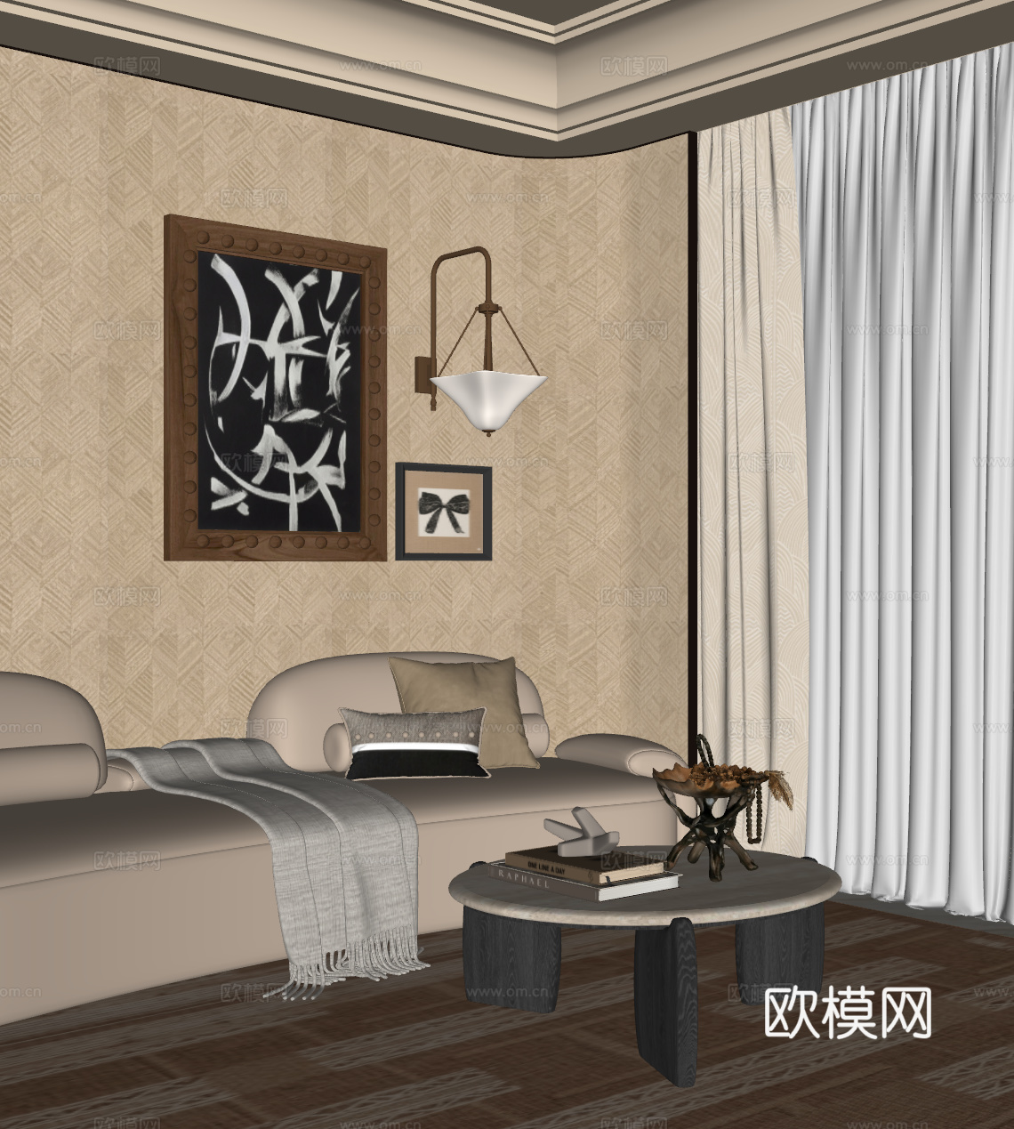 意式轻奢客厅su模型