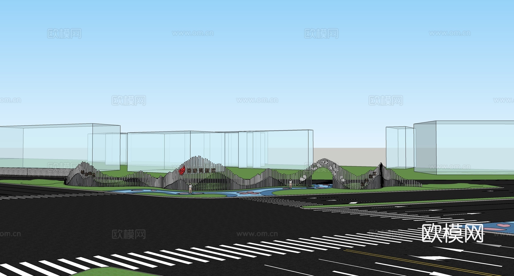 现代道路景观 构筑小品su模型