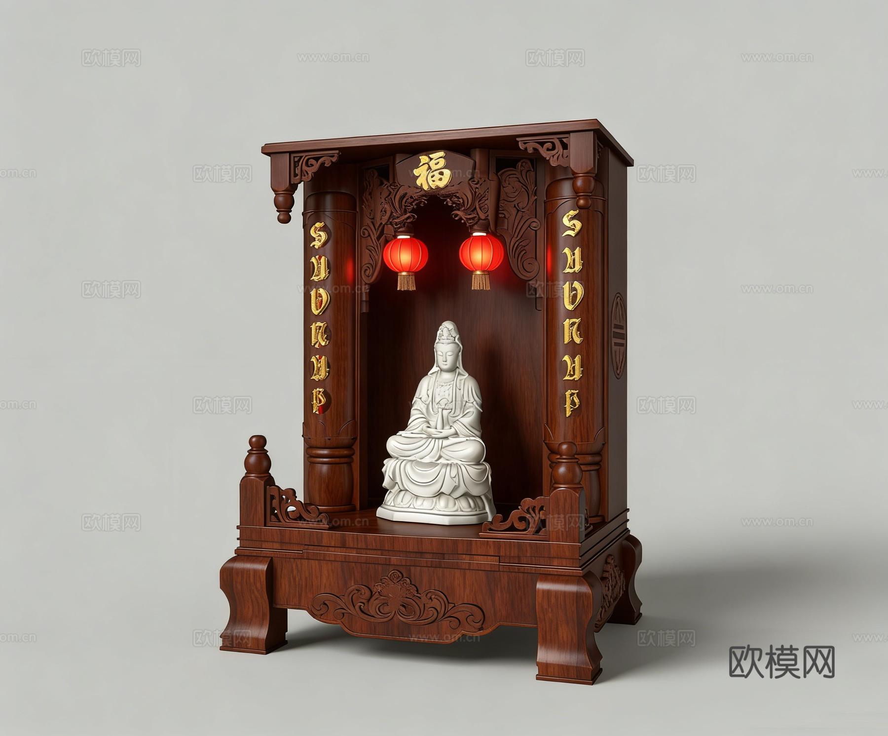 红木佛龛，神位su模型