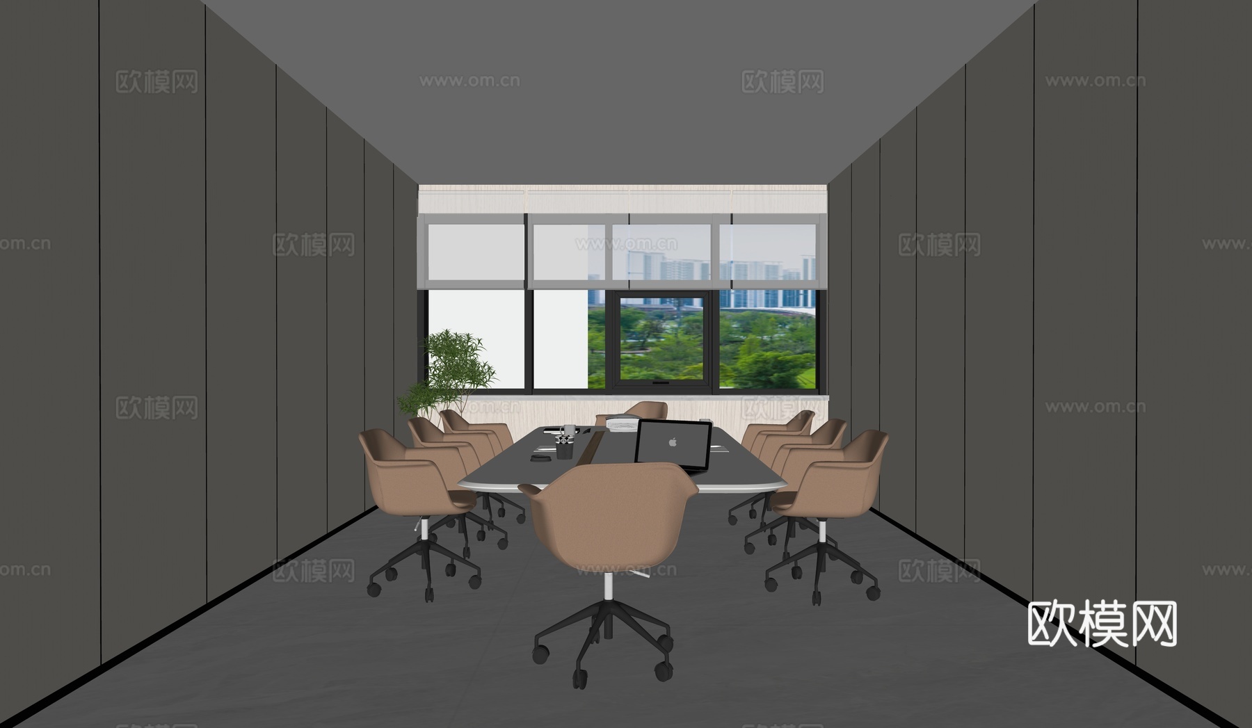 现代会议室su模型