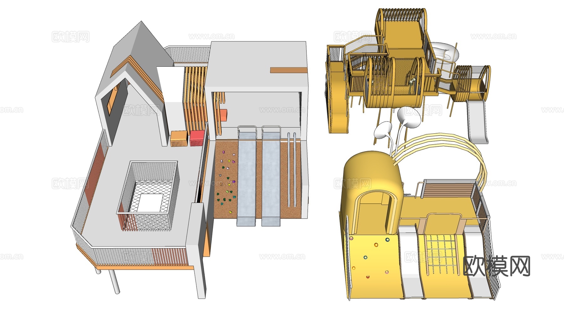 现代儿童游乐设施 儿童游乐器材 儿童滑梯su模型