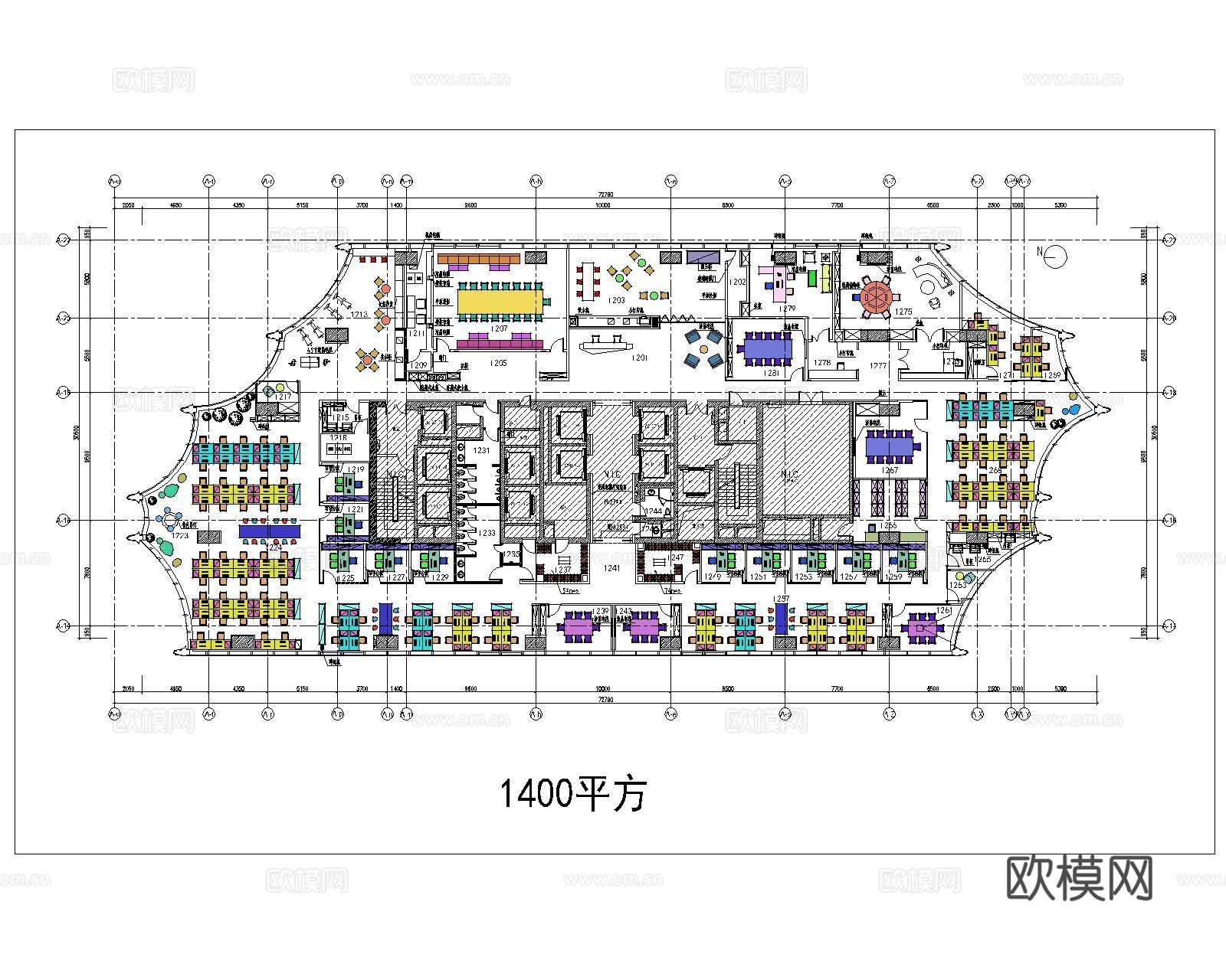 办公空间平面布置图cad施工图