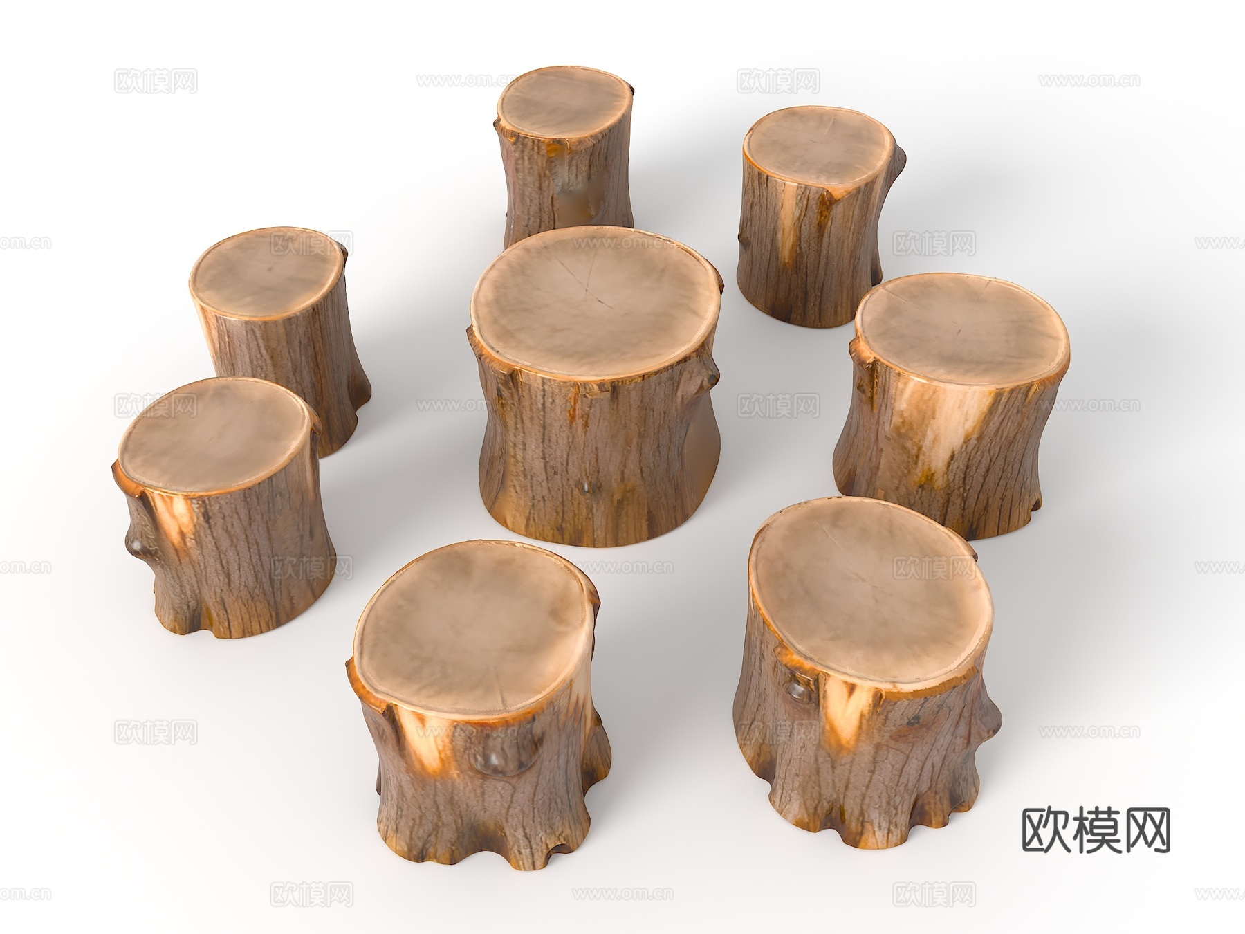 树墩坐凳 自然树墩 景观坐凳 坐凳 生态坐凳 木条坐凳 景观su模型