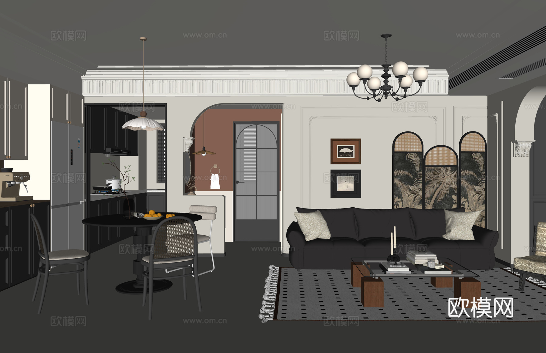 阳台 卫生间 客餐厅 门窗 客厅 家装 茶室su模型