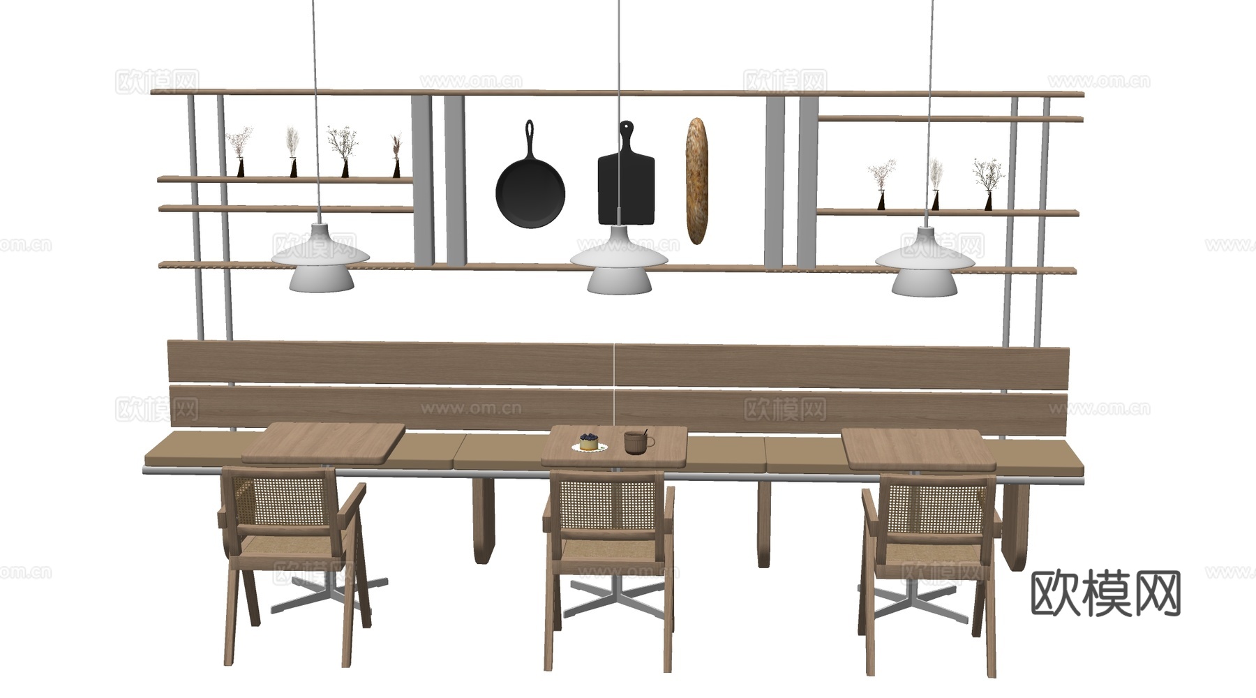 现代咖啡厅桌椅 餐饮桌椅 休闲桌椅 奶茶店桌椅su模型