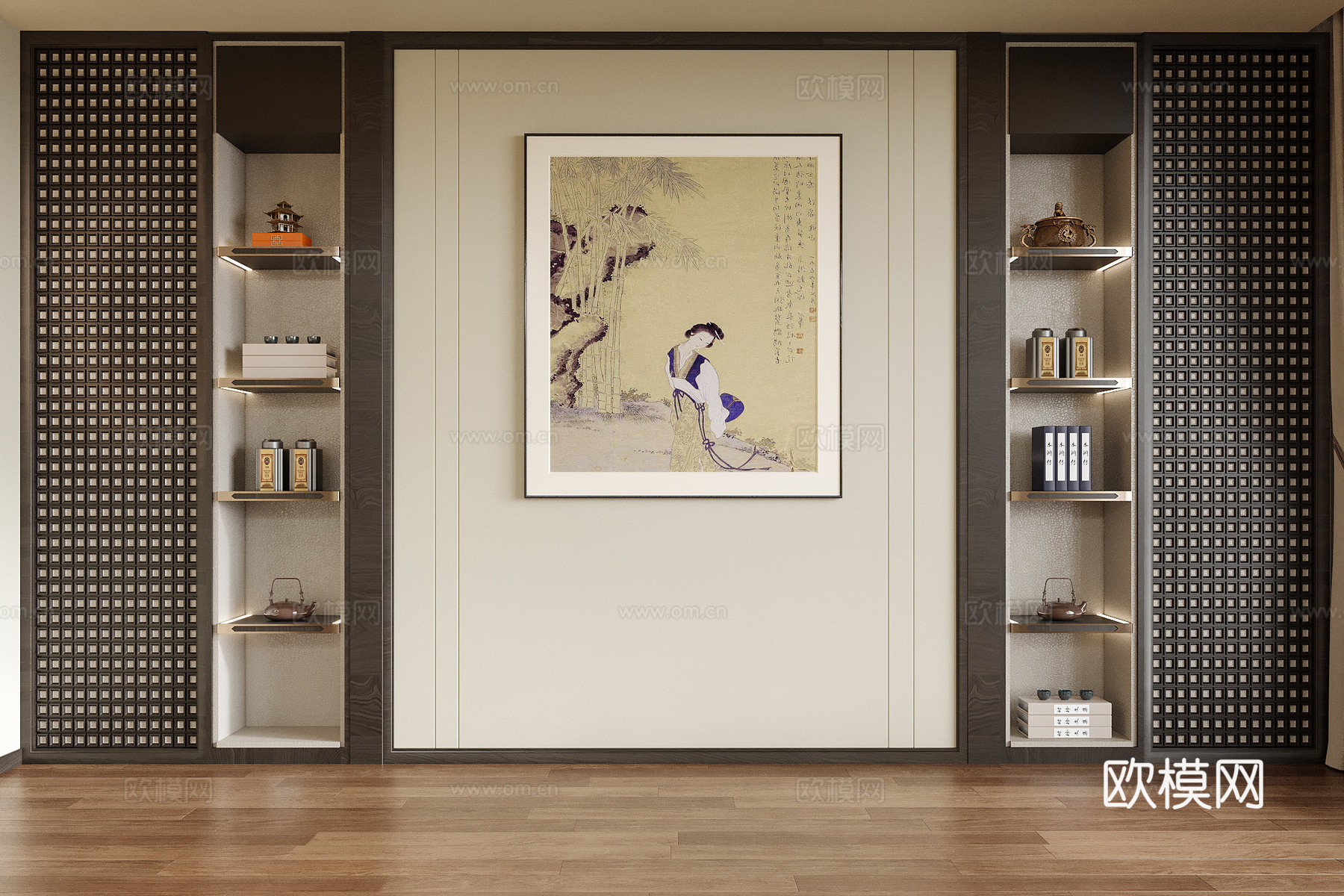 现代背景墙su模型