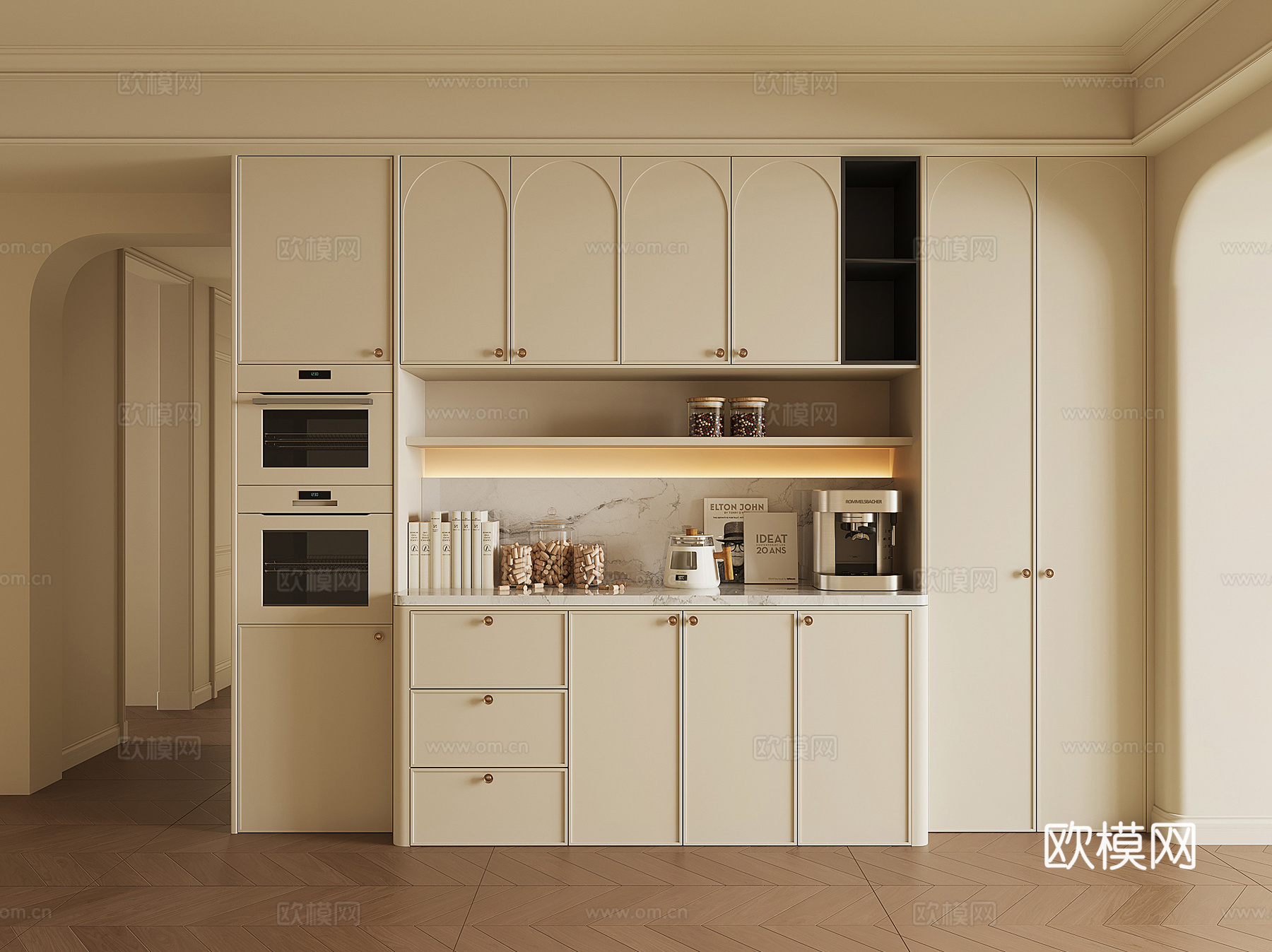 现代酒柜餐边柜su模型