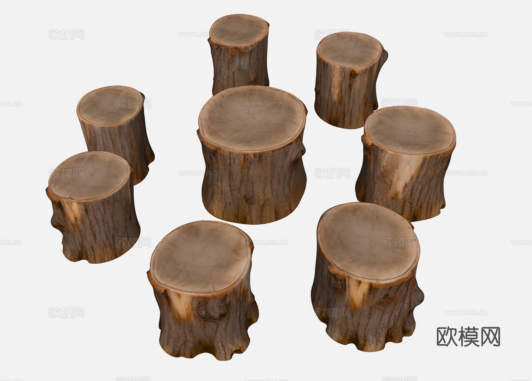 树墩坐凳 自然树墩 景观坐凳 坐凳 生态坐凳 木条坐凳 景观su模型