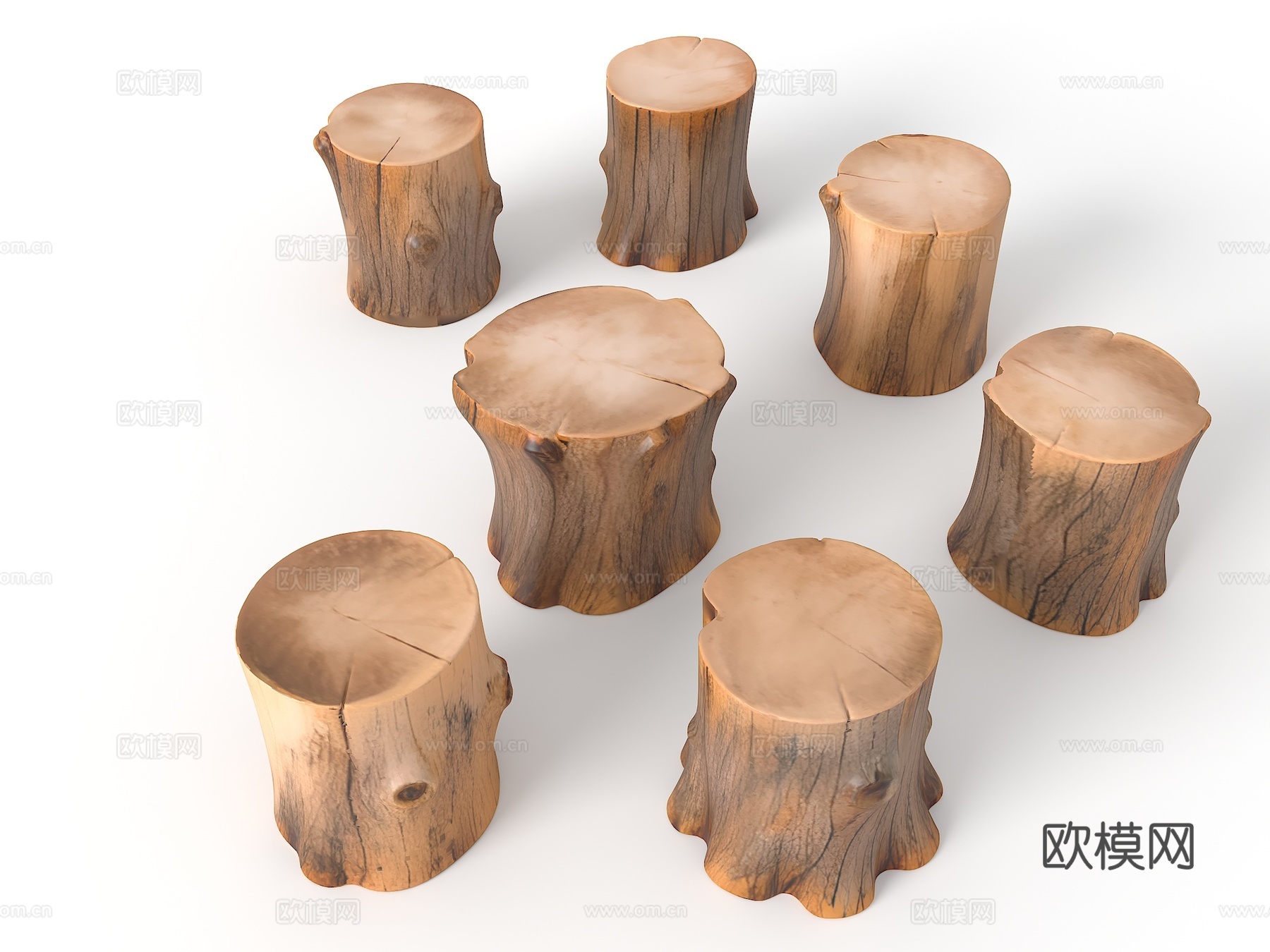 树墩坐凳 自然树墩 景观坐凳 坐凳 生态坐凳 木条坐凳 景观su模型