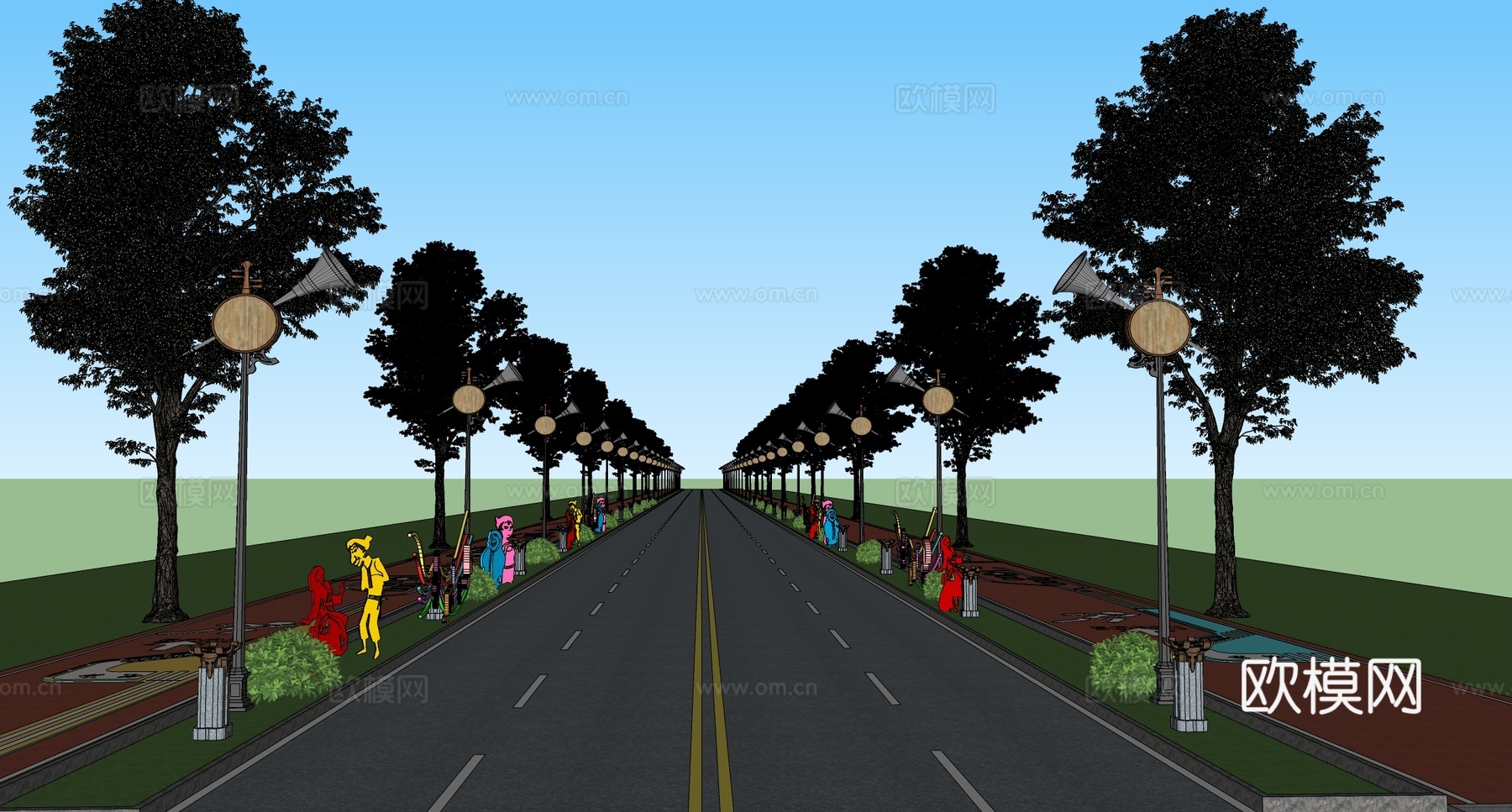 现代景观大道 旅游通景公路 主题大道 文su模型