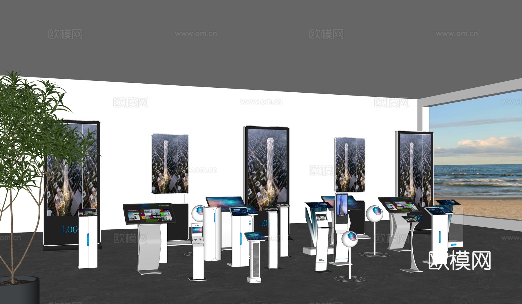 现代科技触控一体机_智能广告机_落地一体机_查询机su模型