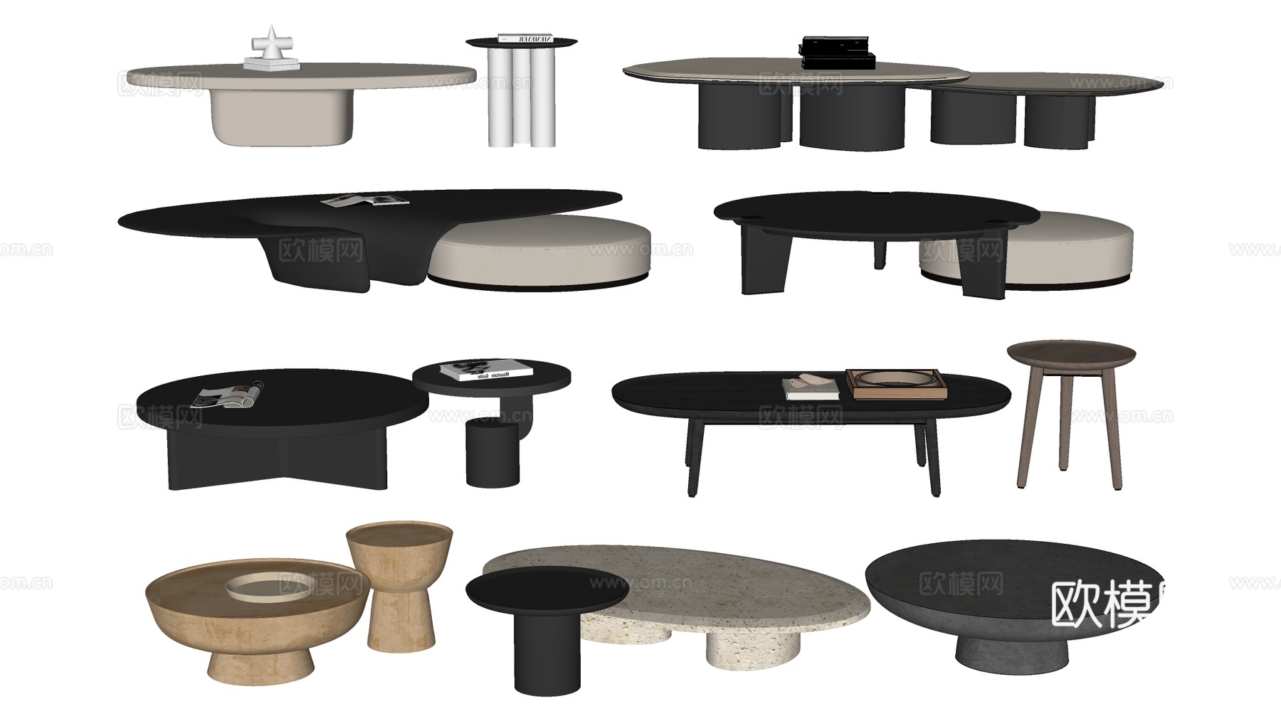 现代茶几 客厅茶几su模型