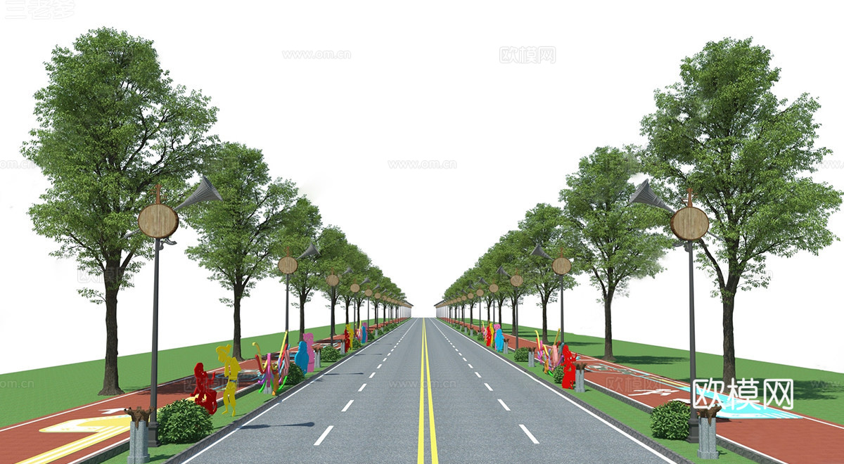 现代景观大道 旅游通景公路 主题大道 文su模型
